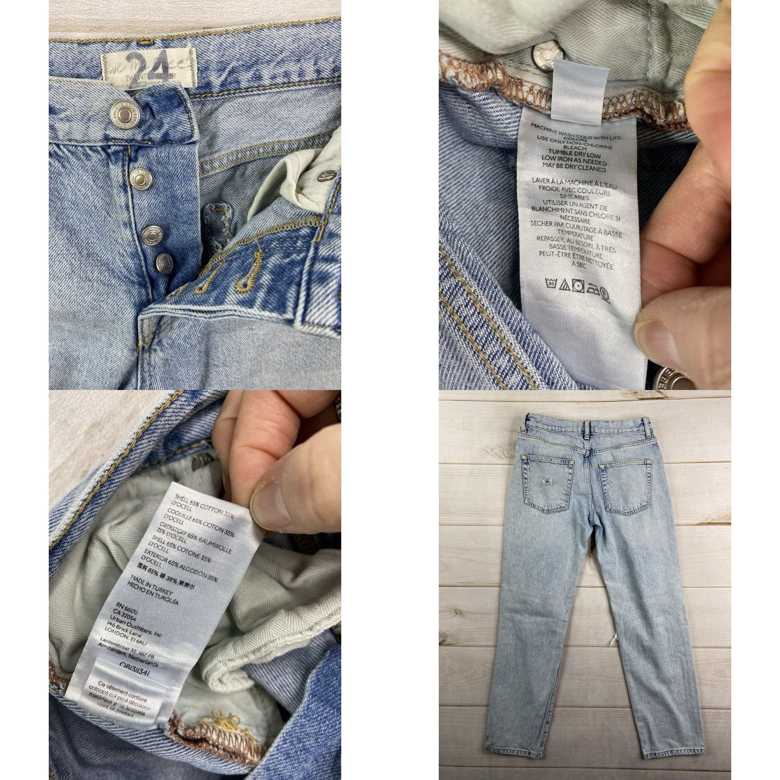 Vintage We the Free Jeans Womens Boyfriend 24 Blue Distressed Denim Button Fly Regular Waist 5-Pocket Bohemian Distressed Size 42" / US 20 - 8 Thumbnail