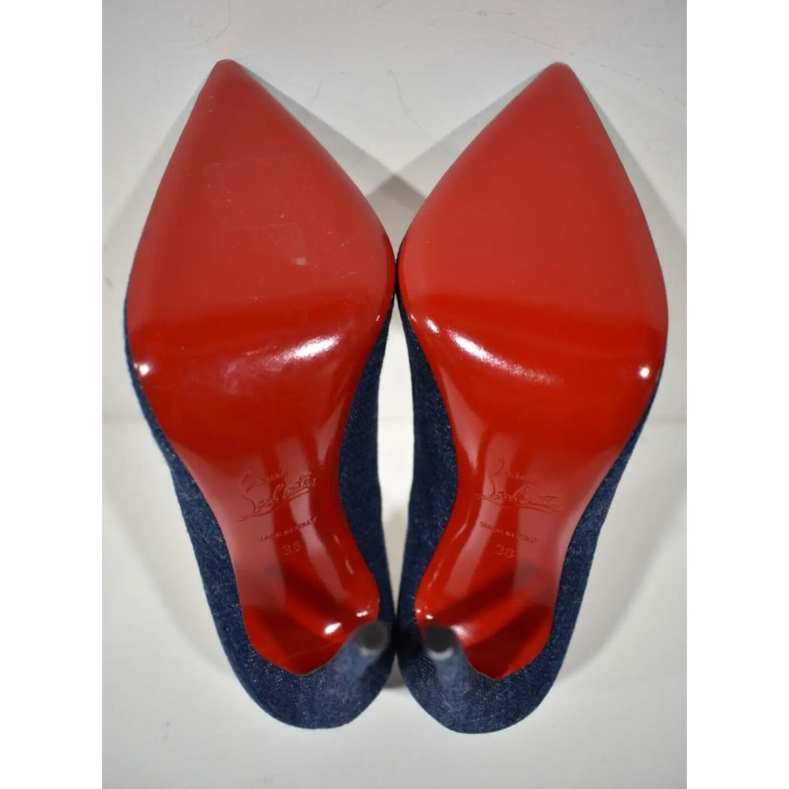 Christian Louboutin So Kate 120 Blue Denim Saba Gold Stiletto Heel Pump 38 Size US 8 / IT 38 - 12 Thumbnail