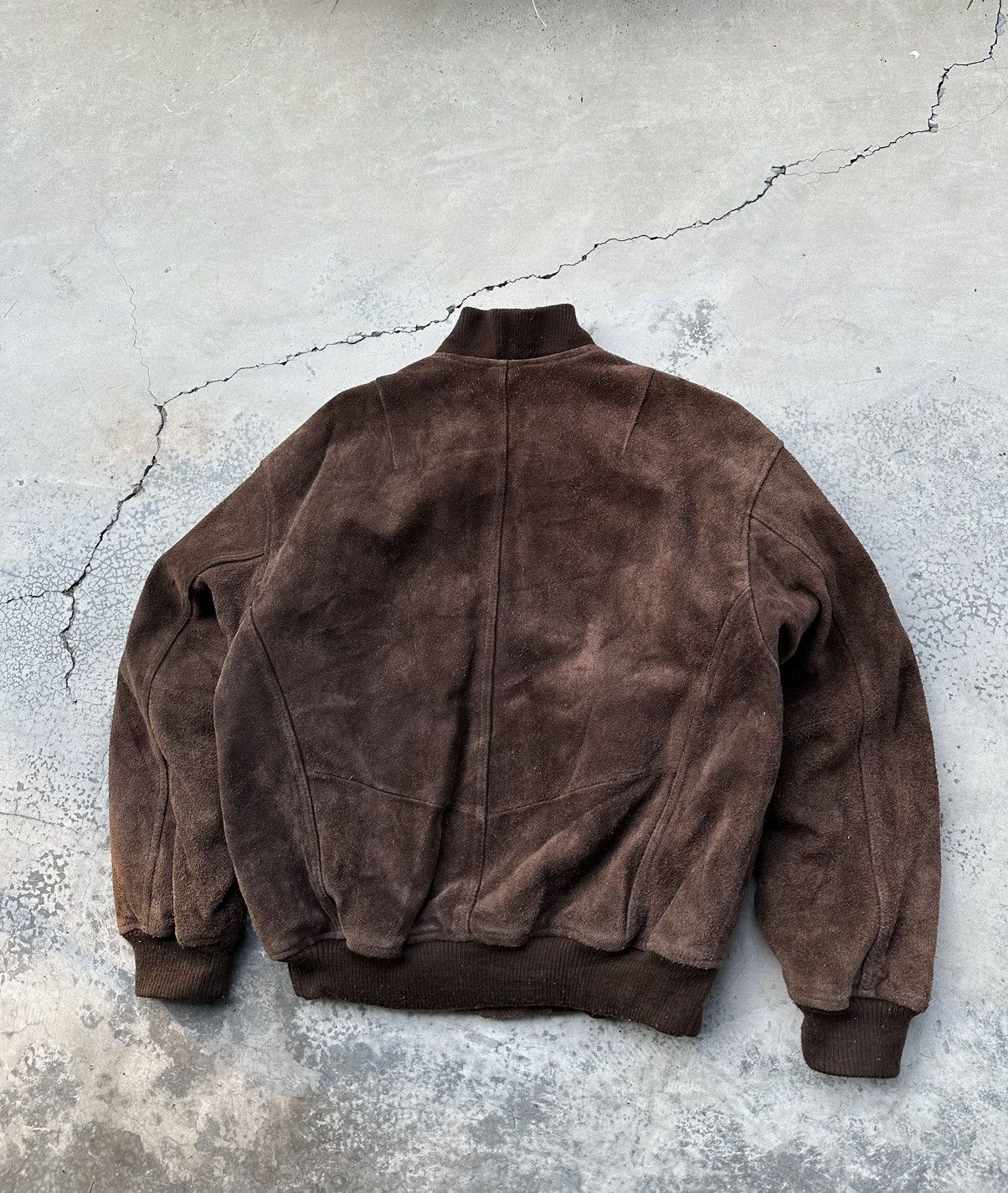 Vintage Vintage Brown Suede Leather Bomber Jacket Size US L / EU 52-54 / 3 - 9 Thumbnail