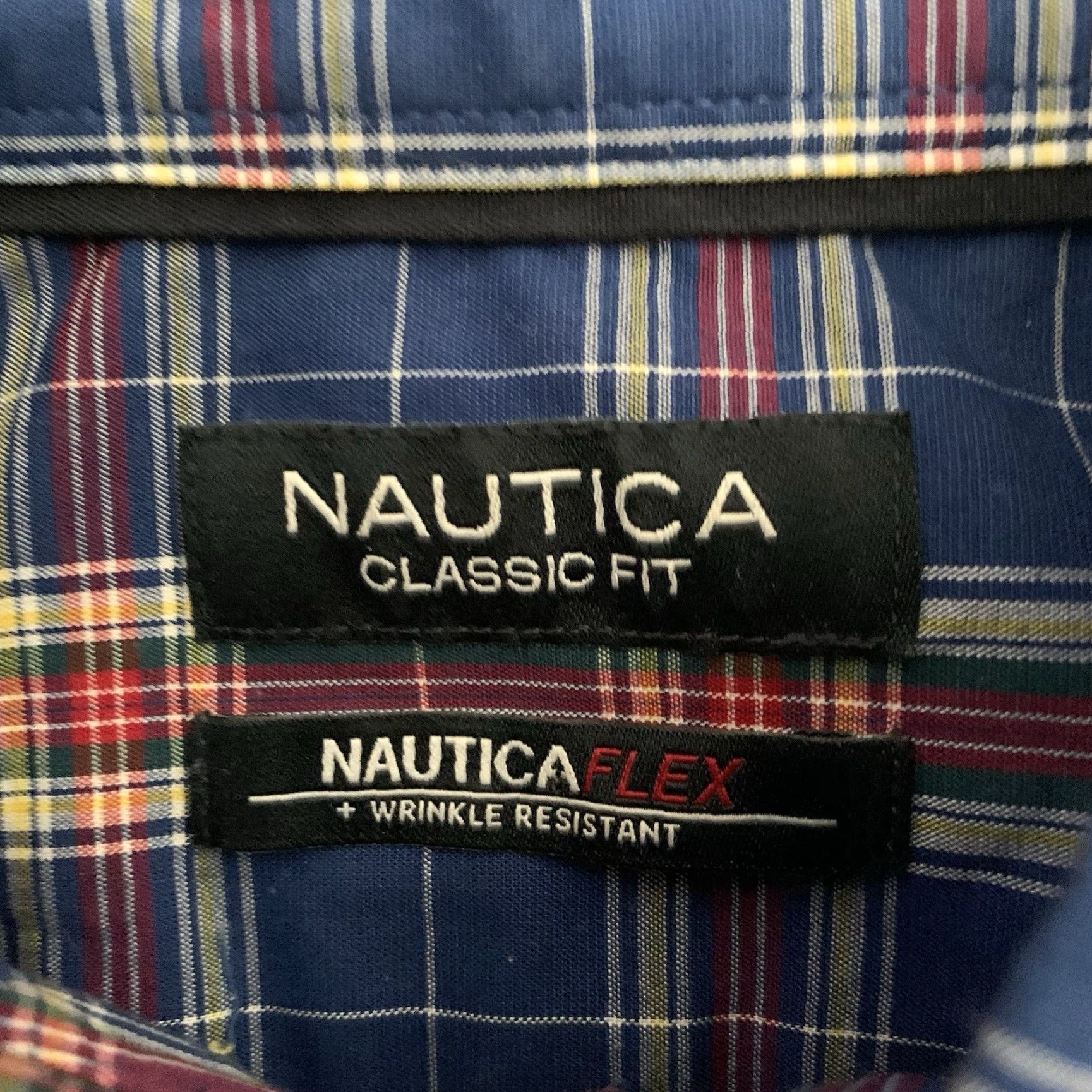 Nautica Nautica Flex Classic Fit Shirt Mens S Navy Blue Plaid Button-Up Stretch Size US S / EU 44-46 / 1 - 2 Thumbnail