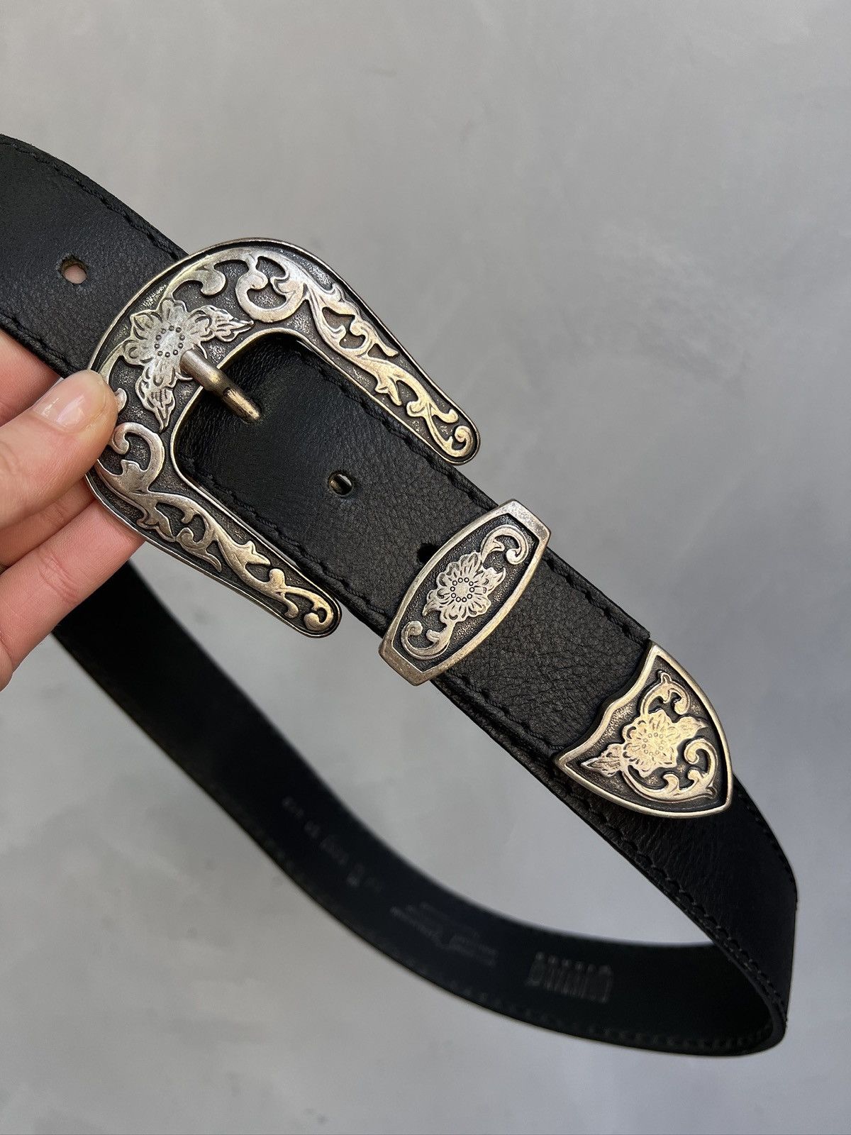 Western Rise Western Leather Belt kmrii style avant garde Size ONE SIZE - 3 Thumbnail
