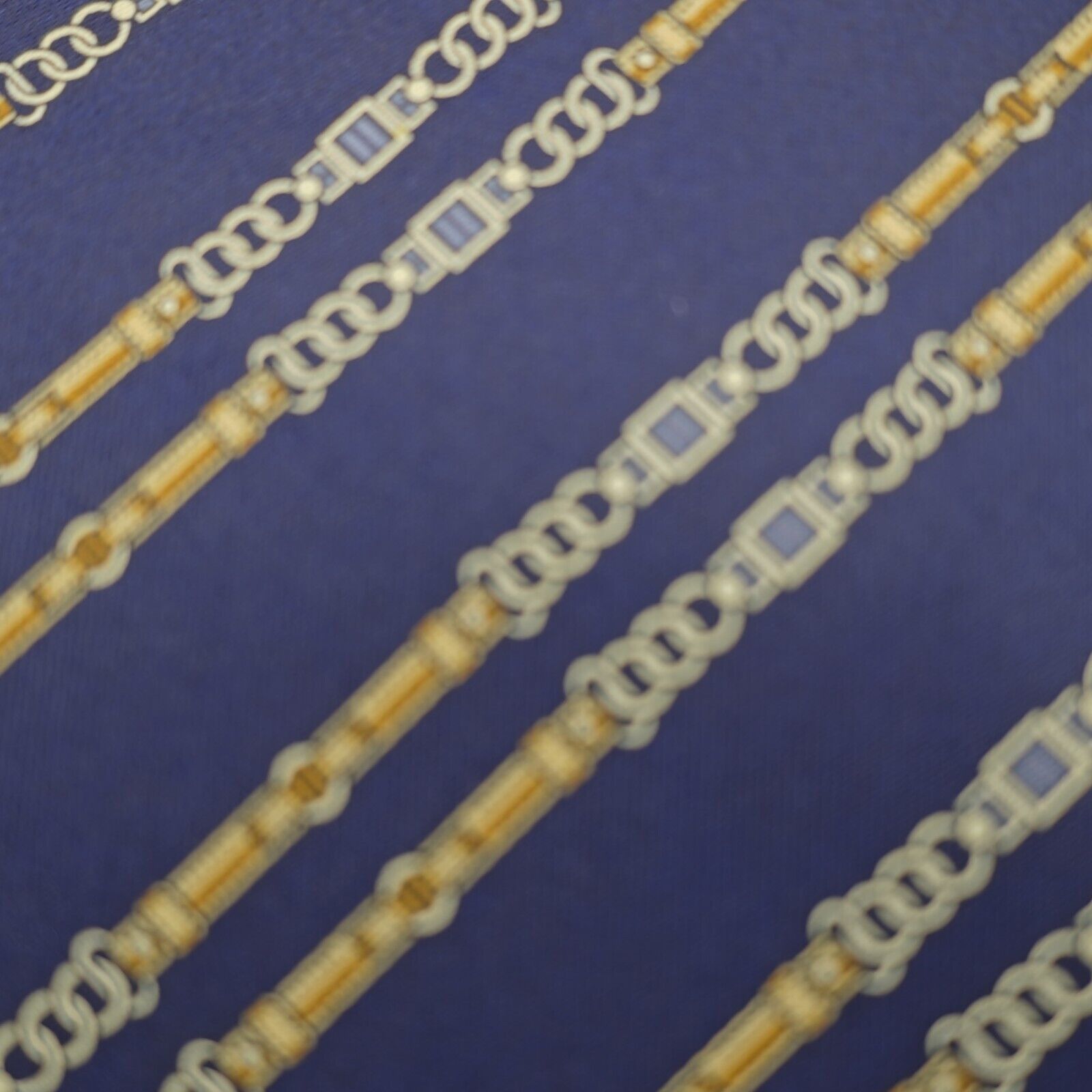 Designer Rene Chagal Handmade Blue Novelty Chains Print Wide Silk Tie Size ONE SIZE - 2 Thumbnail