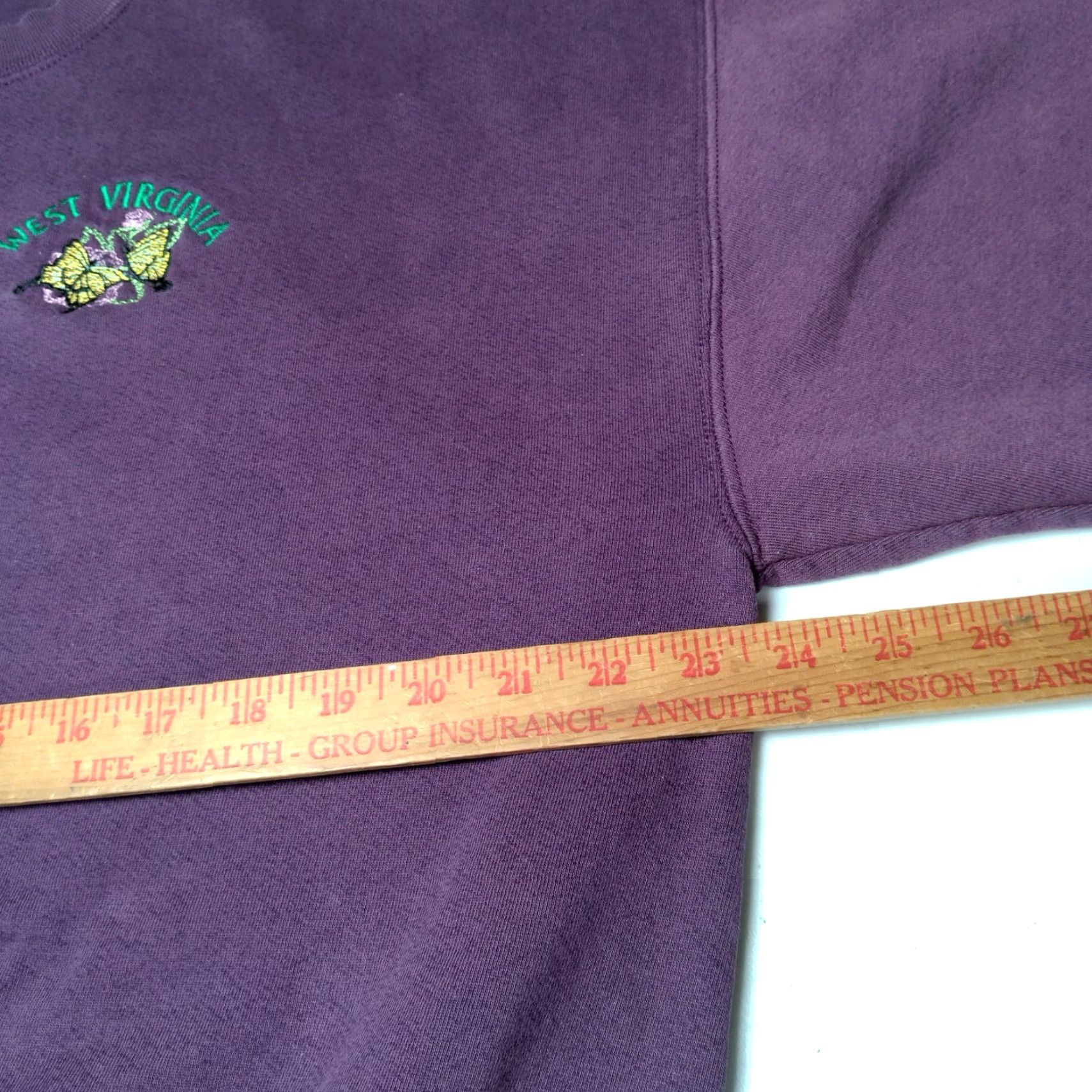 Jerzees VINTAGE Jerzees West Virginia Sweatshirt XL Purple Pullover Cotton Butterfly Nature Mens Size US XL / EU 56 / 4 - 5 Thumbnail