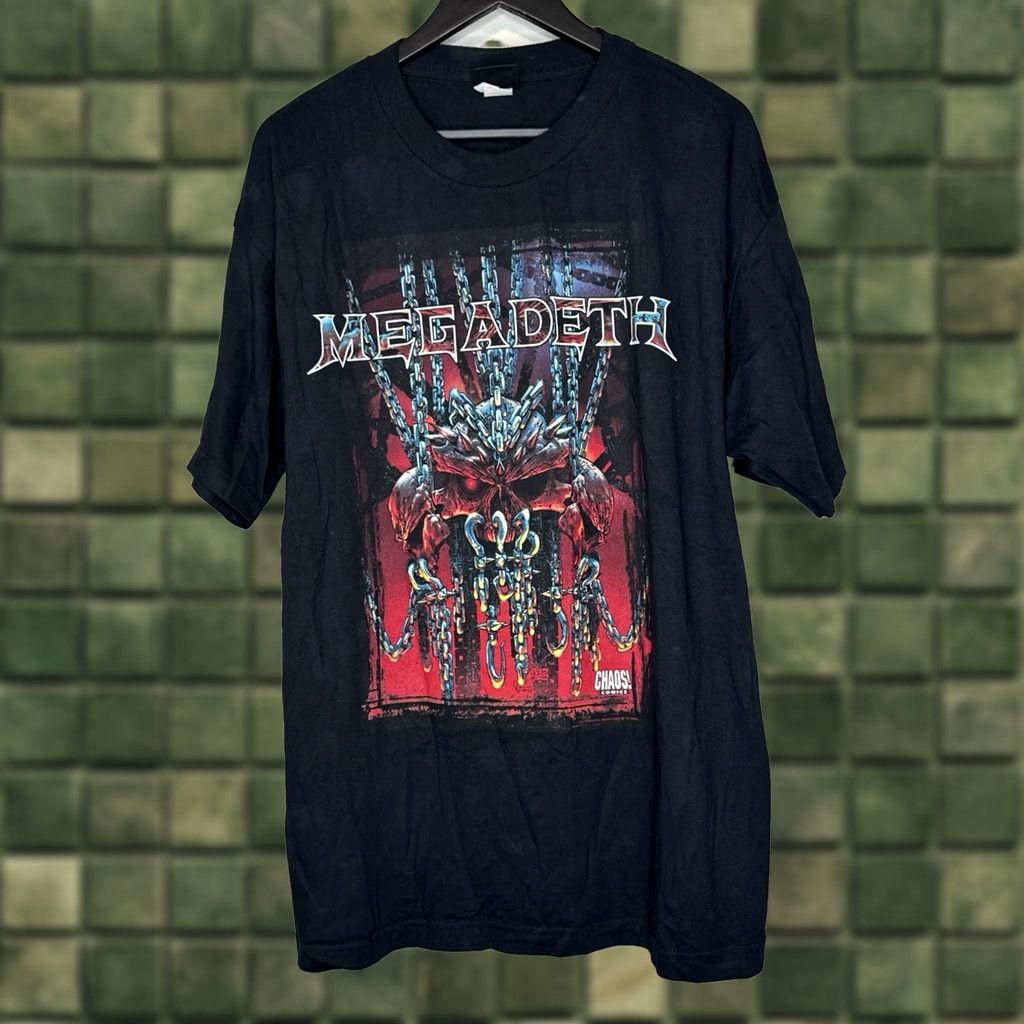 Vintage VINTAGE Megadeth Chaos Comics T Shirt Giant Tag XL 90s Metal Shirt Mens Black Cotton 1998 Double-Sided Size US XL / EU 56 / 4 - 1 Thumbnail