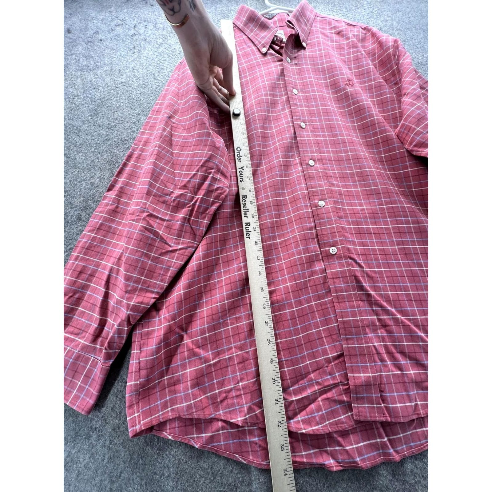 Brooks Brothers Brooks Brothers Dress Shirt Mens XL Red Plaid Non Iron Supima Cotton Long Sleeve Size 46R - 2 Thumbnail