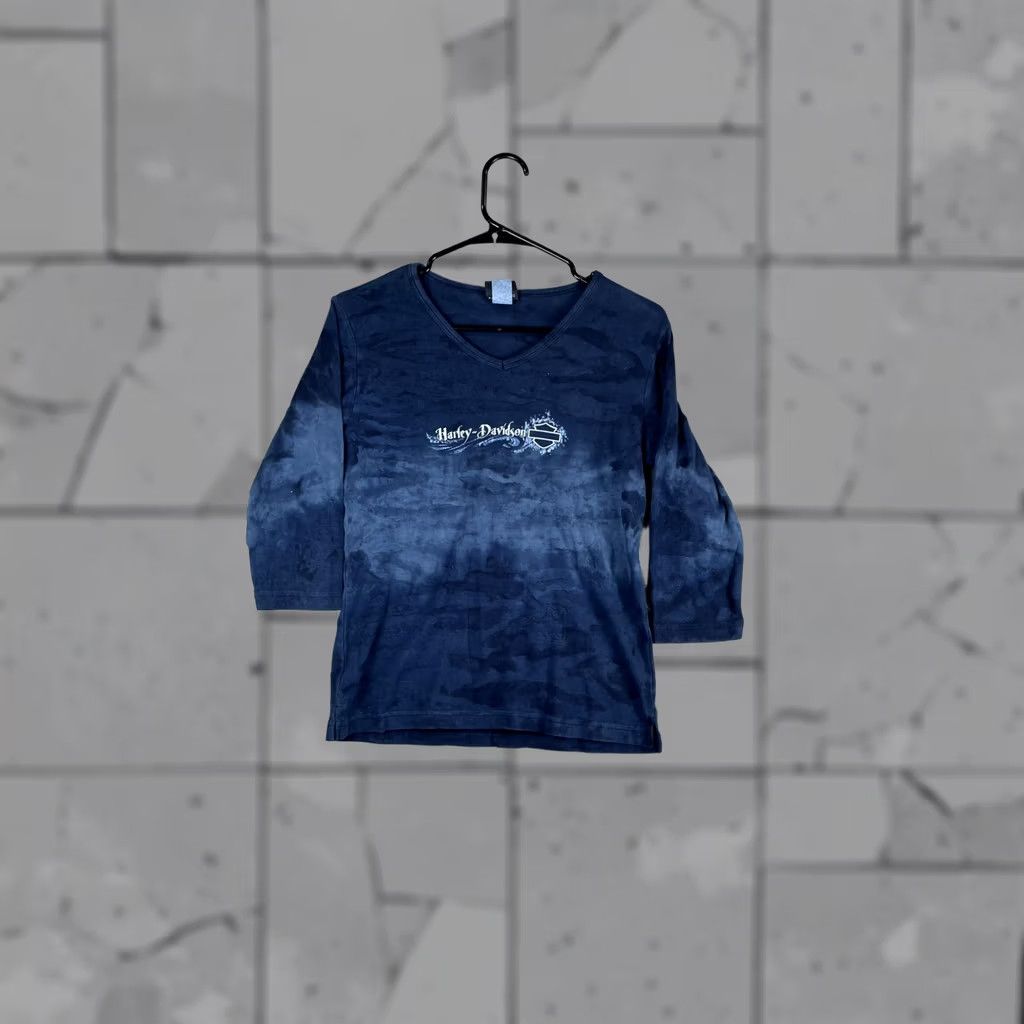 Harley Davidson Harley-Davidson Shirt Womens Large Blue V-Neck 3/4 Sleeve Barnett El Paso Size L / US 10 / IT 46 - 1 Thumbnail