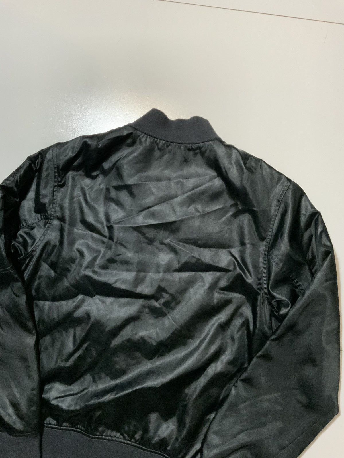 Jordan Brand Air Jordan Black Satin Retro Jumpman Logo Zip Bomber Jacket Size US L / EU 52-54 / 3 - 7 Thumbnail