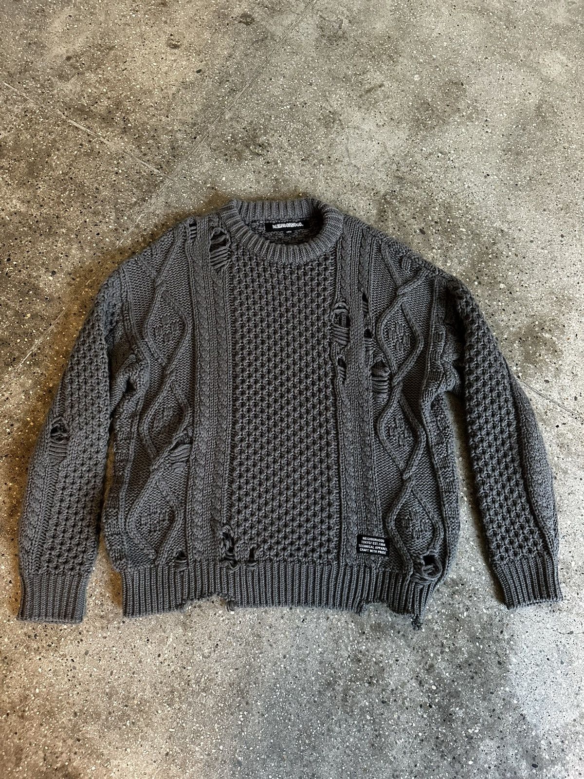 Neighborhood Neighborhood Savage Distressed Knitted Sweater | Grailed