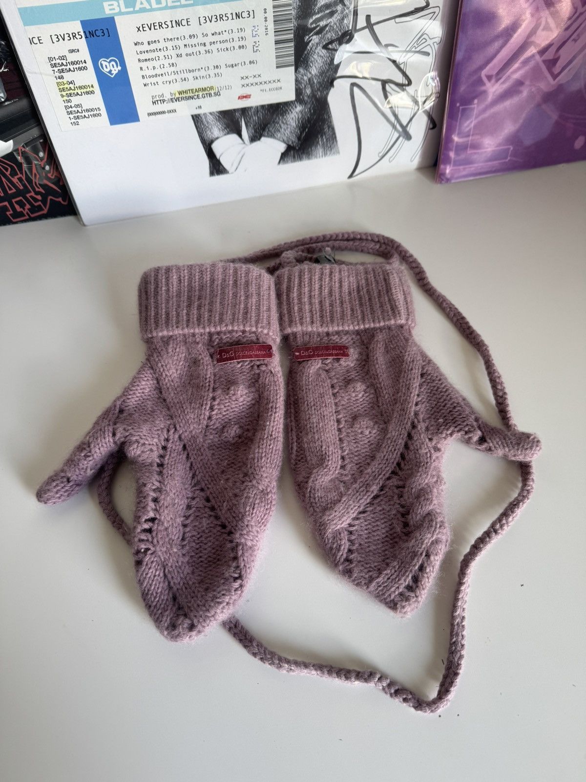 Dolce & Gabbana Dolce & Gabbana D&G Archive Knit Mittens Pink Wool Gloves Size ONE SIZE - 2 Thumbnail