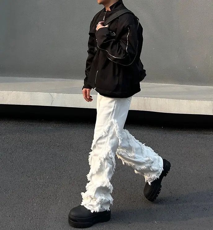 bolan似 white boots cut denim opium Opium White Distressed