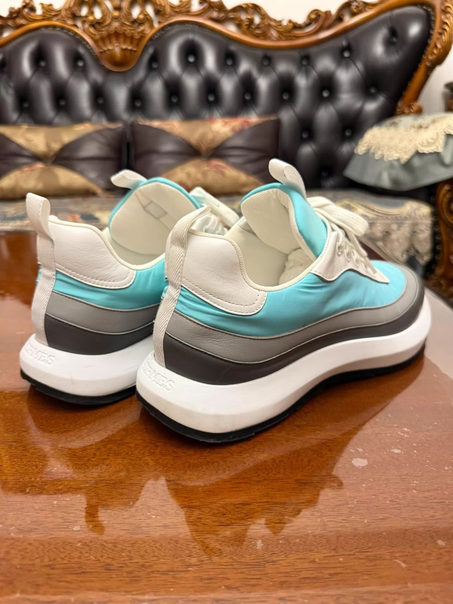 Hermes Hermes Men's Colorblock Leather-Fabric Sneaker 41 (Like New) Size US 8 / EU 41 - 4 Thumbnail