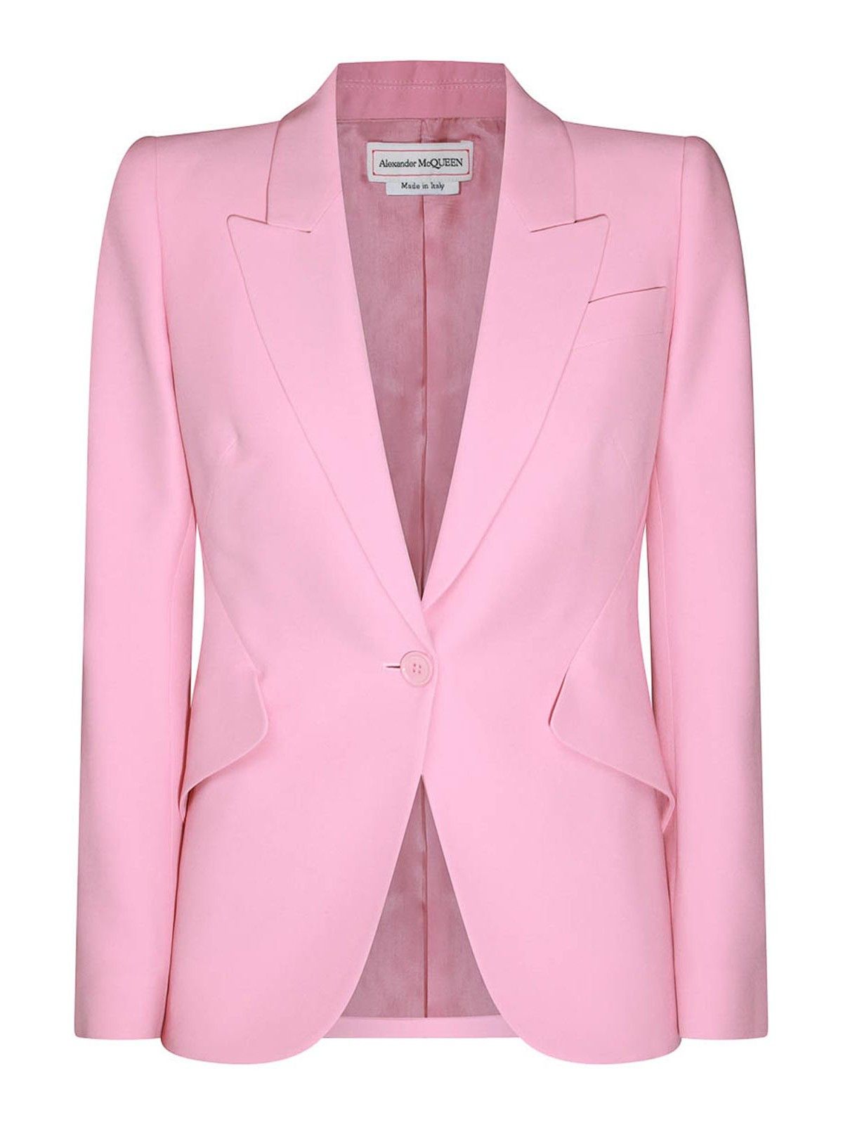 O1w1db10826 Peak Shoulder Leaf Crepe Jacket In Pink, Women's (Size M)