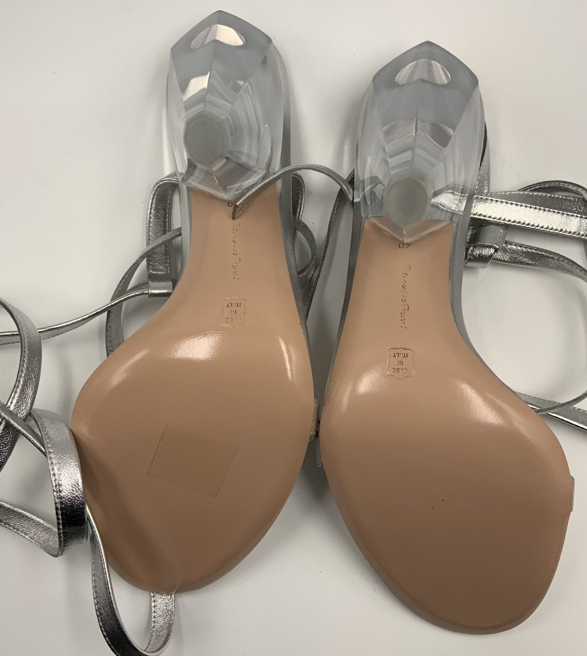 Gianvito Rossi Palace Napa Silk Silver. Size US 10 / IT 40 - 2 Thumbnail