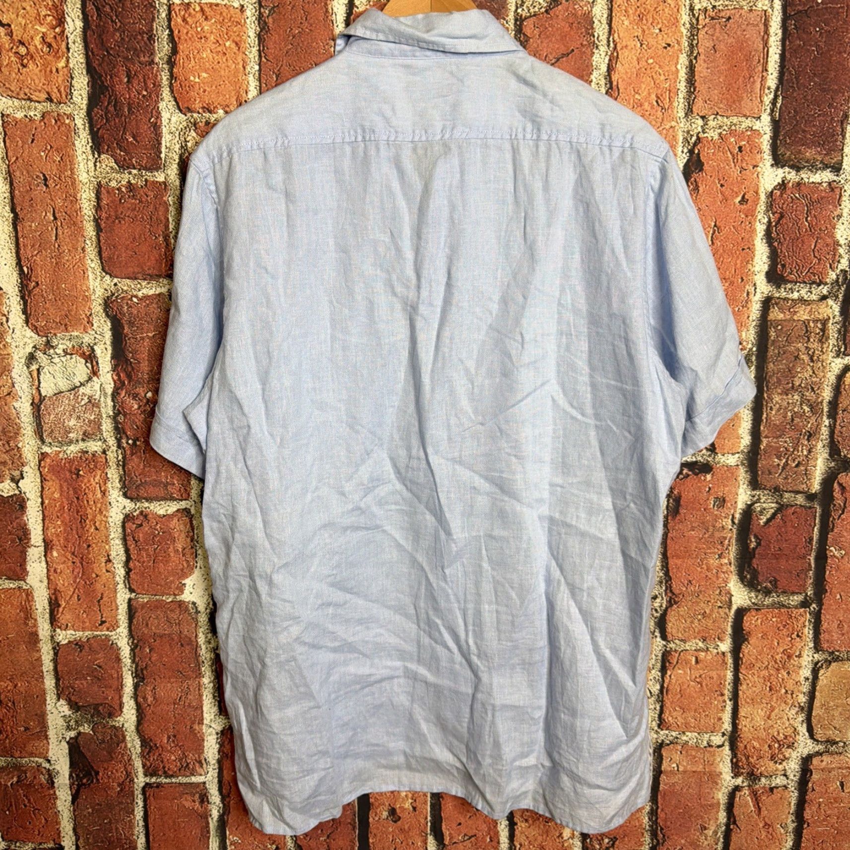 Pronto Uomo Pronto Uomo Men’s Linen Shirt L Blue Short Sleeve Button Front Size US L / EU 52-54 / 3 - 3 Thumbnail