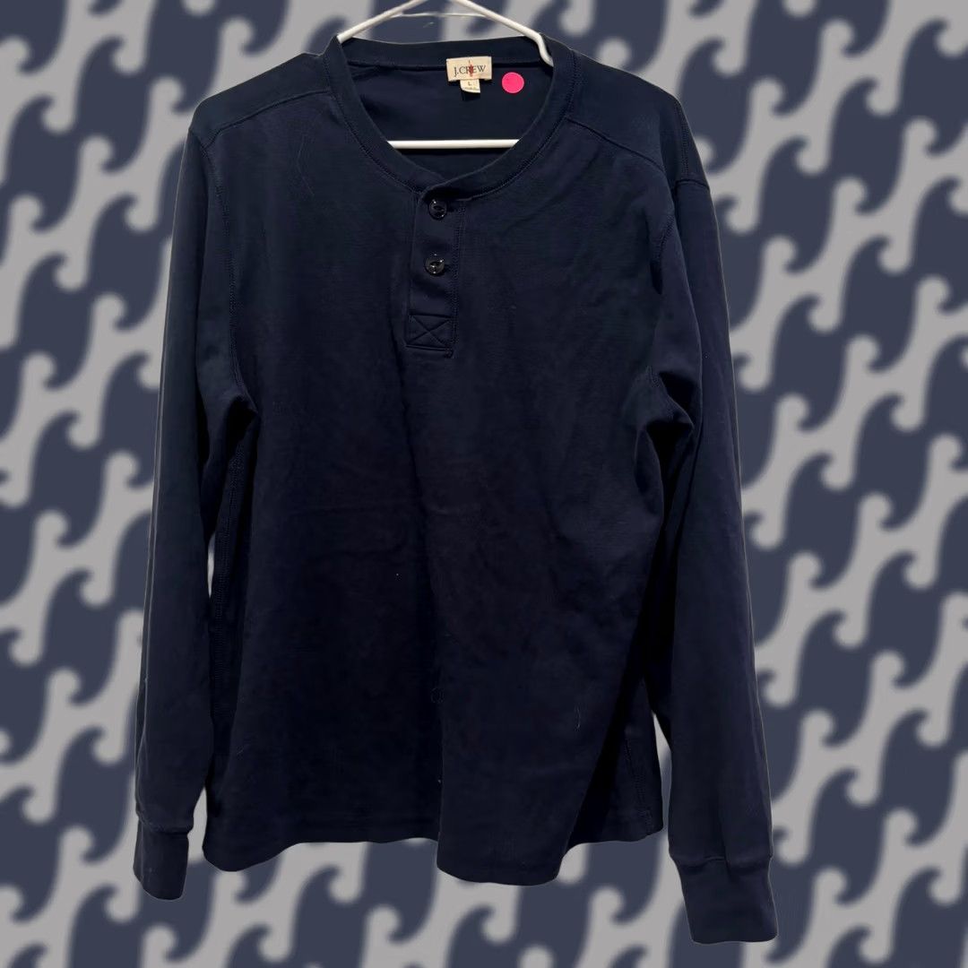 J.Crew J.Crew Henley Shirt Long Sleeve Navy Blue Cotton L Men Vintage No Size US L / EU 52-54 / 3 - 1 Thumbnail