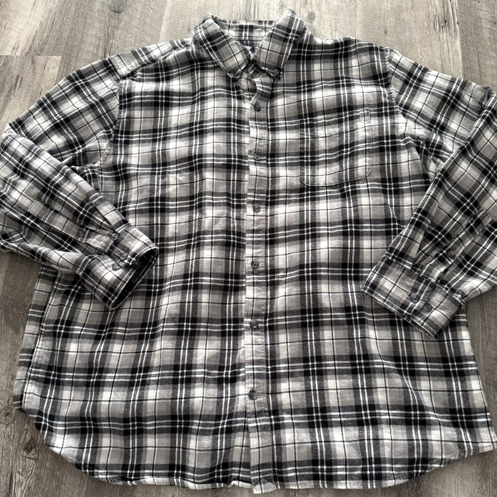 Lands' End Lands' End Shirt Mens XXL Traditional Fit Charcoal Plaid Flannel Button-Up Long Sleeve Casual Pockets Weathered Outdoor Size US XXL / EU 58 / 5 - 3 Thumbnail