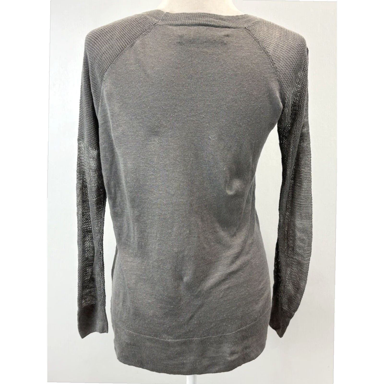 Allsaints VINTAGE AllSaints Women's Grey Linen Pullover Sweater XS Long Sleeve Crew Neck Size XS / US 0-2 / IT 36-38 - 3 Thumbnail
