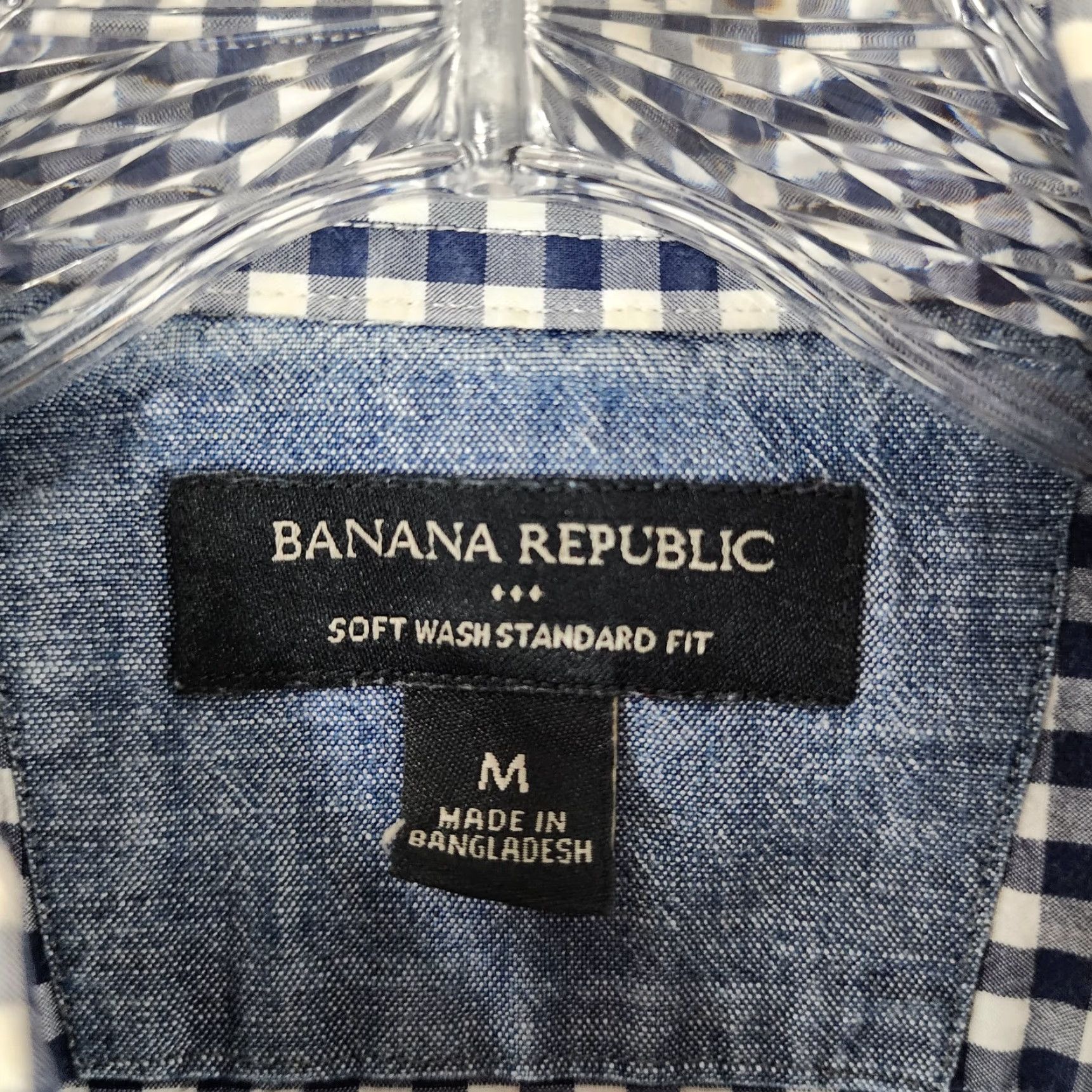 Banana Republic Banana Republic Mens Blue White Check Long Sleeve Button-Up Size M Size US M / EU 48-50 / 2 - 4 Thumbnail