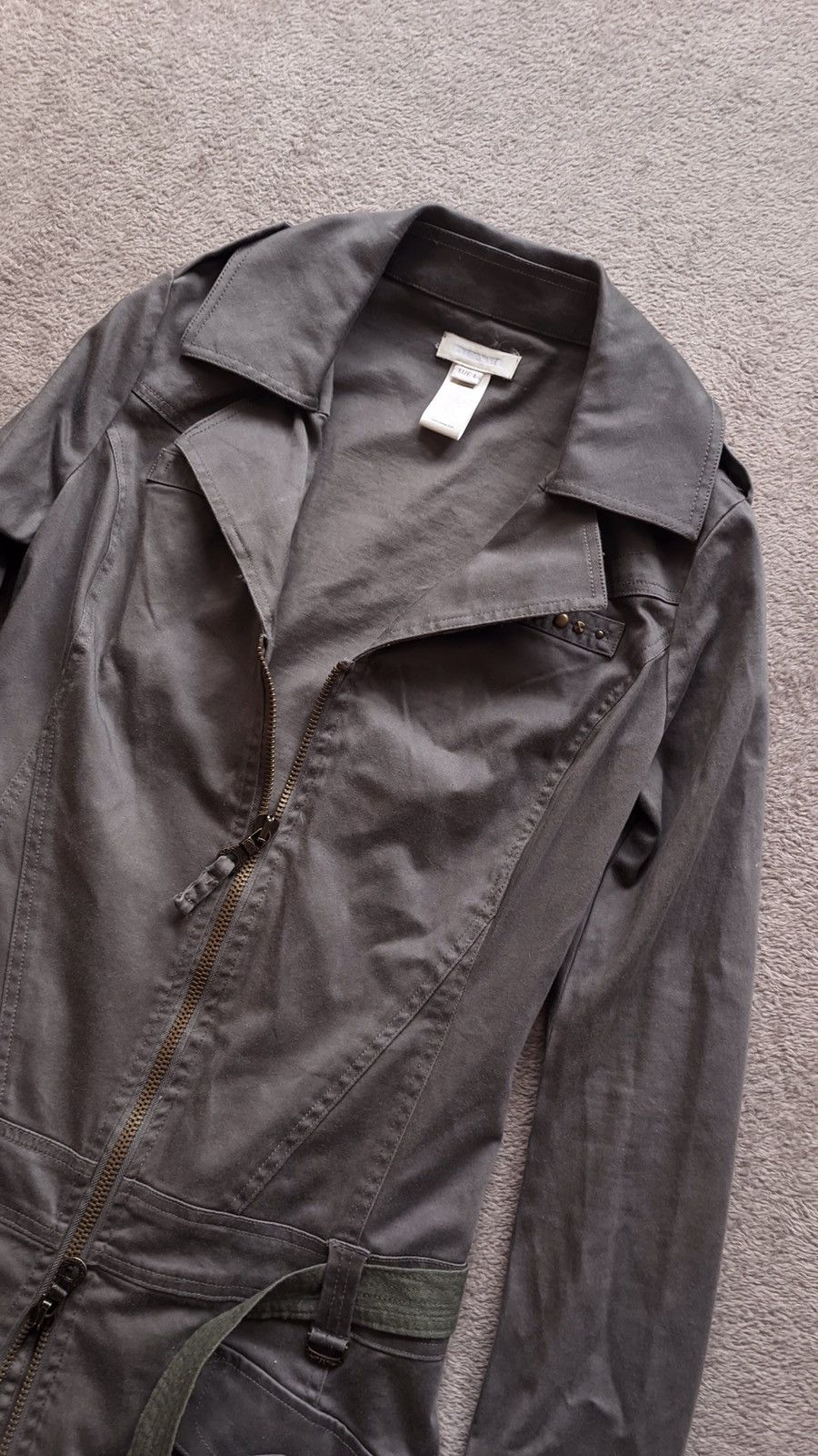 Japanese Brand Y2K Diesel vintage Military Grey Zip Dress Coat with Belt Size L / US 10 / IT 46 - 3 Thumbnail