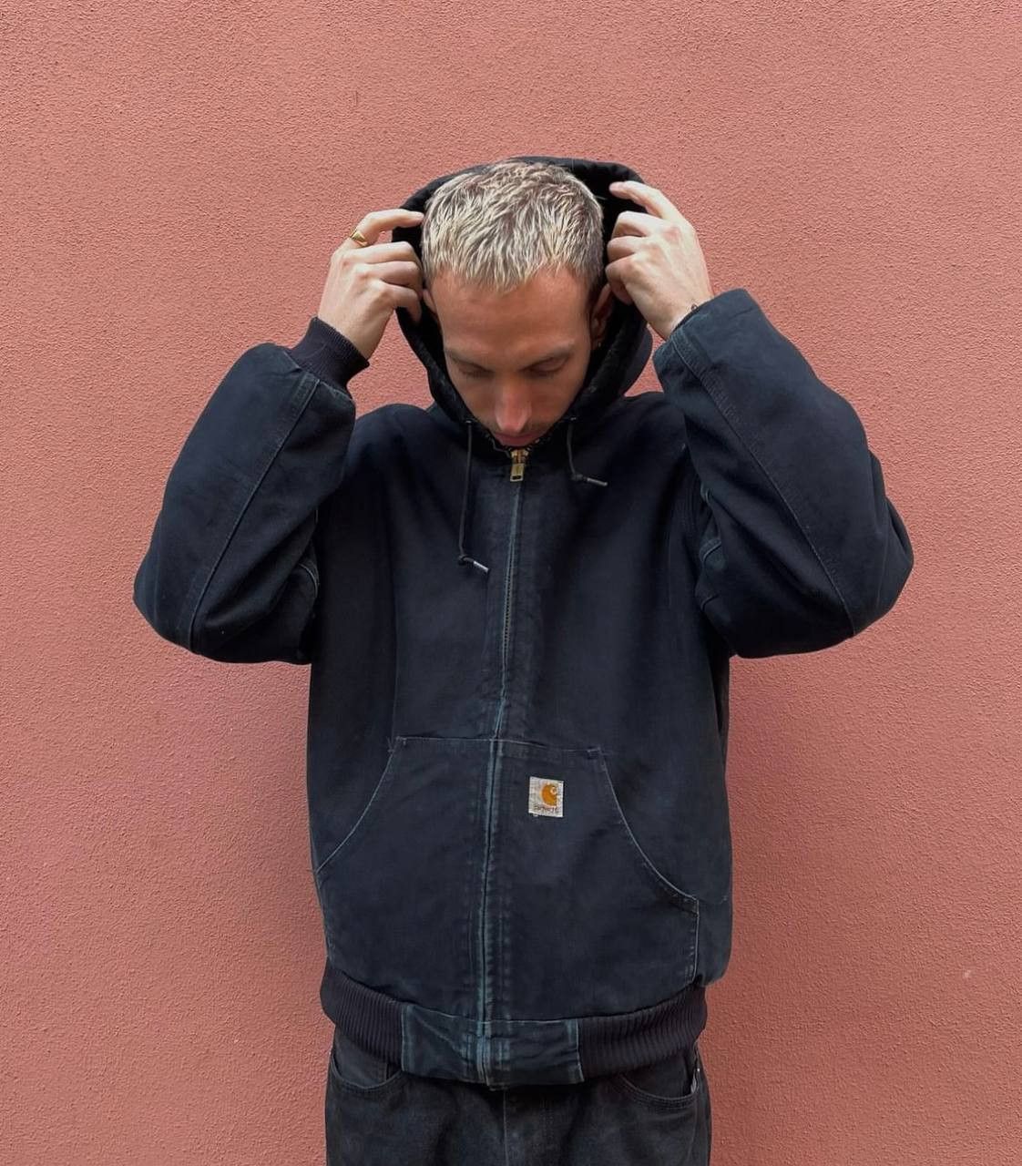 image of Carhartt Active Vintage Thermal Lined Denim Y2K Jacket in Black, Men's (Size Medium)