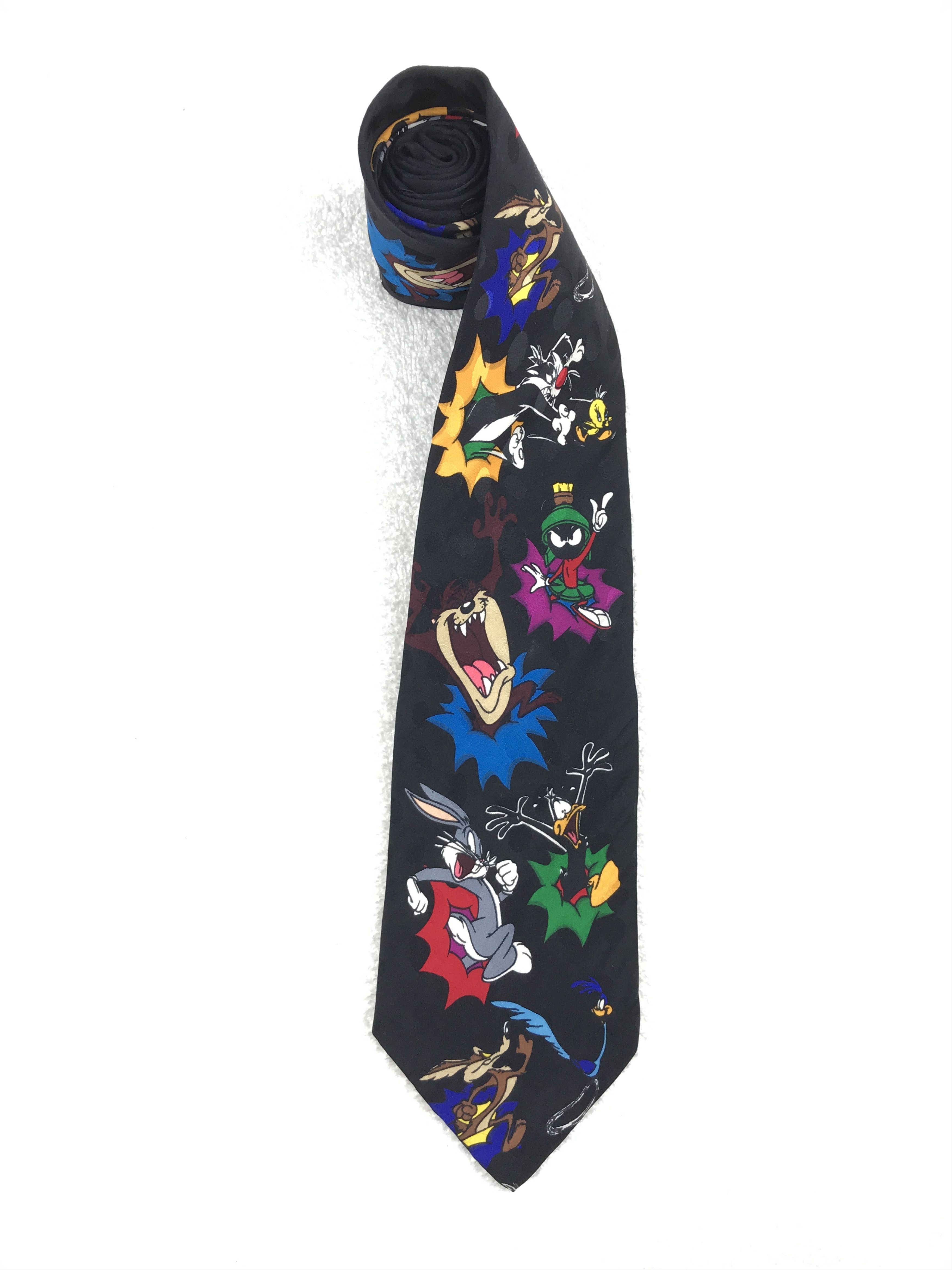 Designer × Vintage Vintage Looney Tunes Mania Silk Necktie Size ONE SIZE - 2 Thumbnail