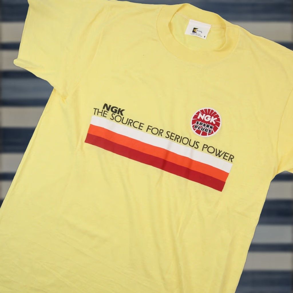Vintage VINTAGE NGK Spark Plugs T-Shirt Mens M Yellow Graphic Shirt Size US M / EU 48-50 / 2 - 1 Thumbnail