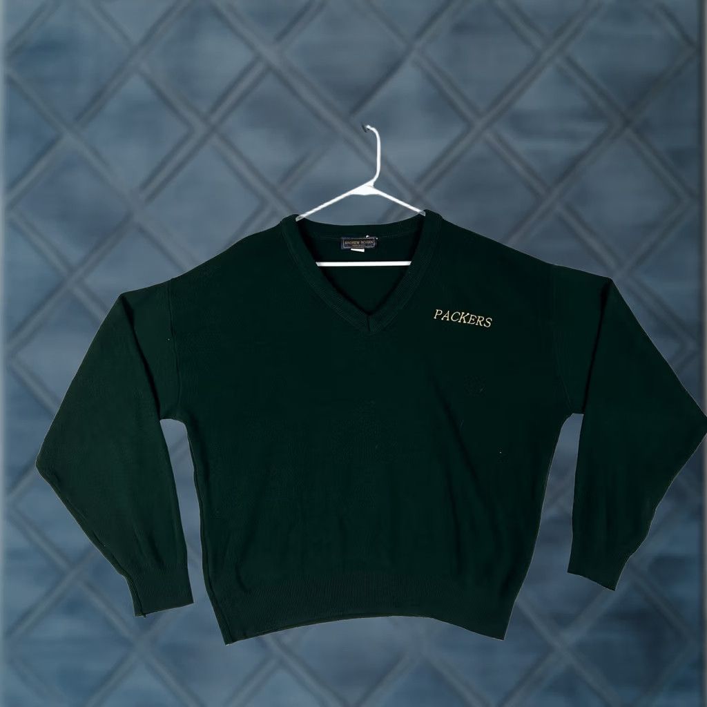Vintage VINTAGE Andrew Rohan Green Bay Packers V-neck Sweater Mens XL Green USA Football Pullover Knit Logo Solid Size US XL / EU 56 / 4 - 1 Thumbnail