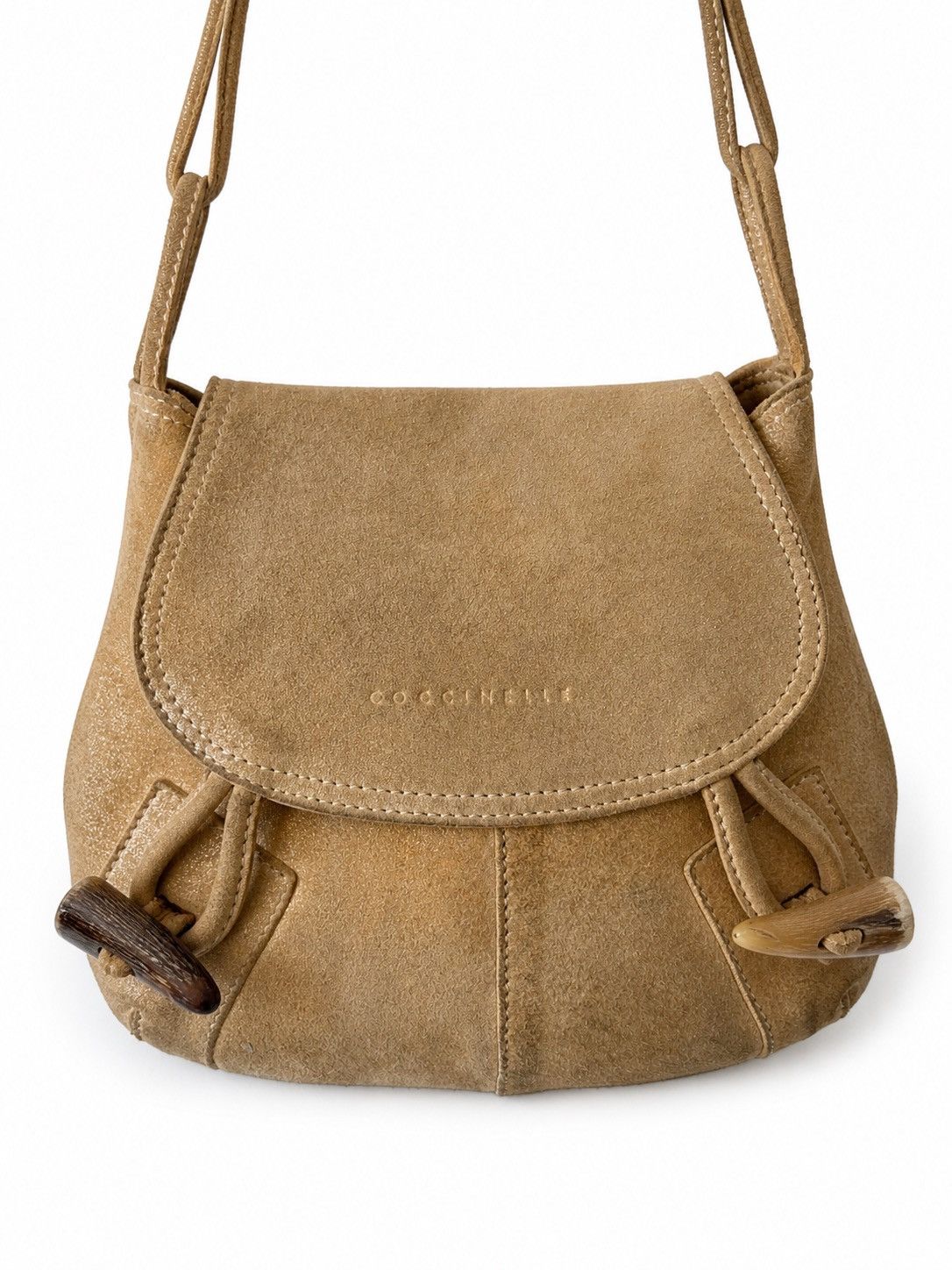 Other Coccinelle Beige Suede Shoulder Bag Genuine Leather Medium Size ONE SIZE - 3 Thumbnail