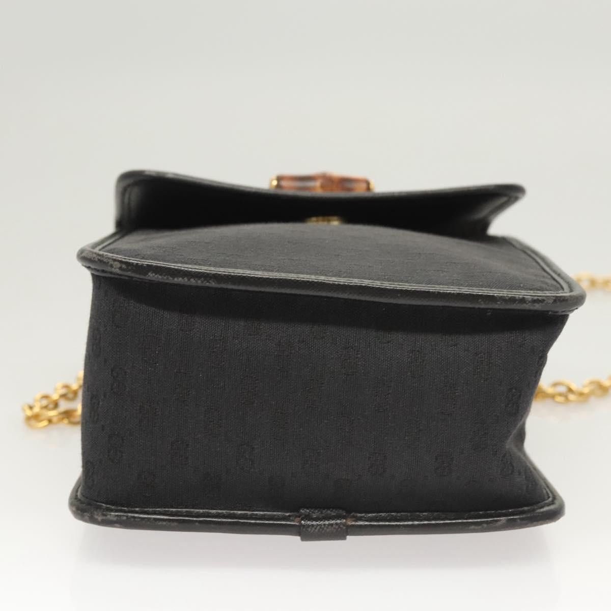 Gucci GUCCI Micro GG Canvas Bamboo Shoulder Bag Pvc Black Gold Size ONE SIZE - 9 Thumbnail
