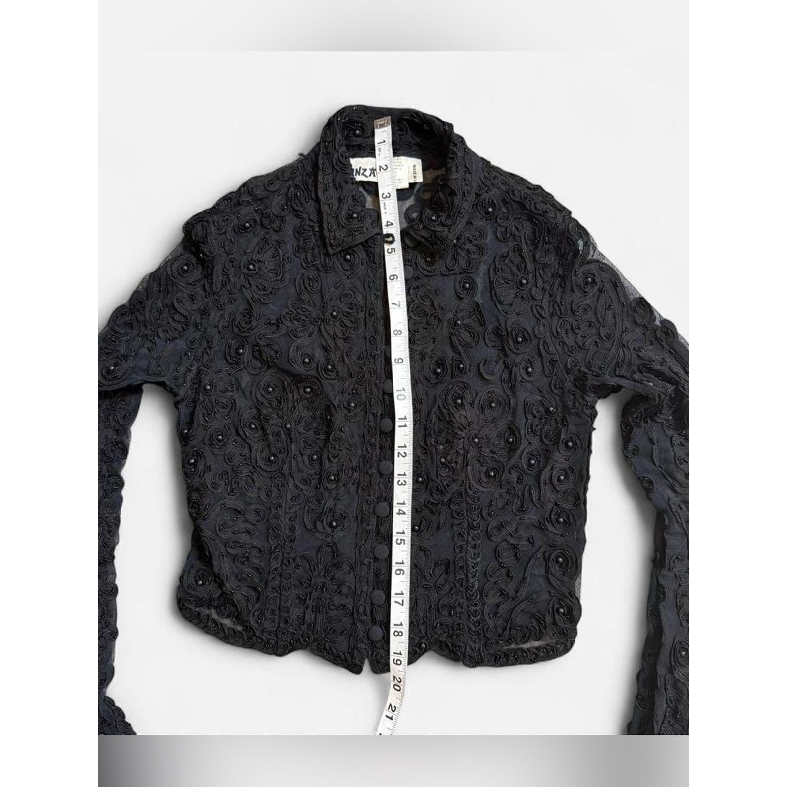 Hunza G Rare Vintage Hunza Black Mesh Beaded Embroidered Top 80s/90s Size S / US 4 / IT 40 - 10 Thumbnail