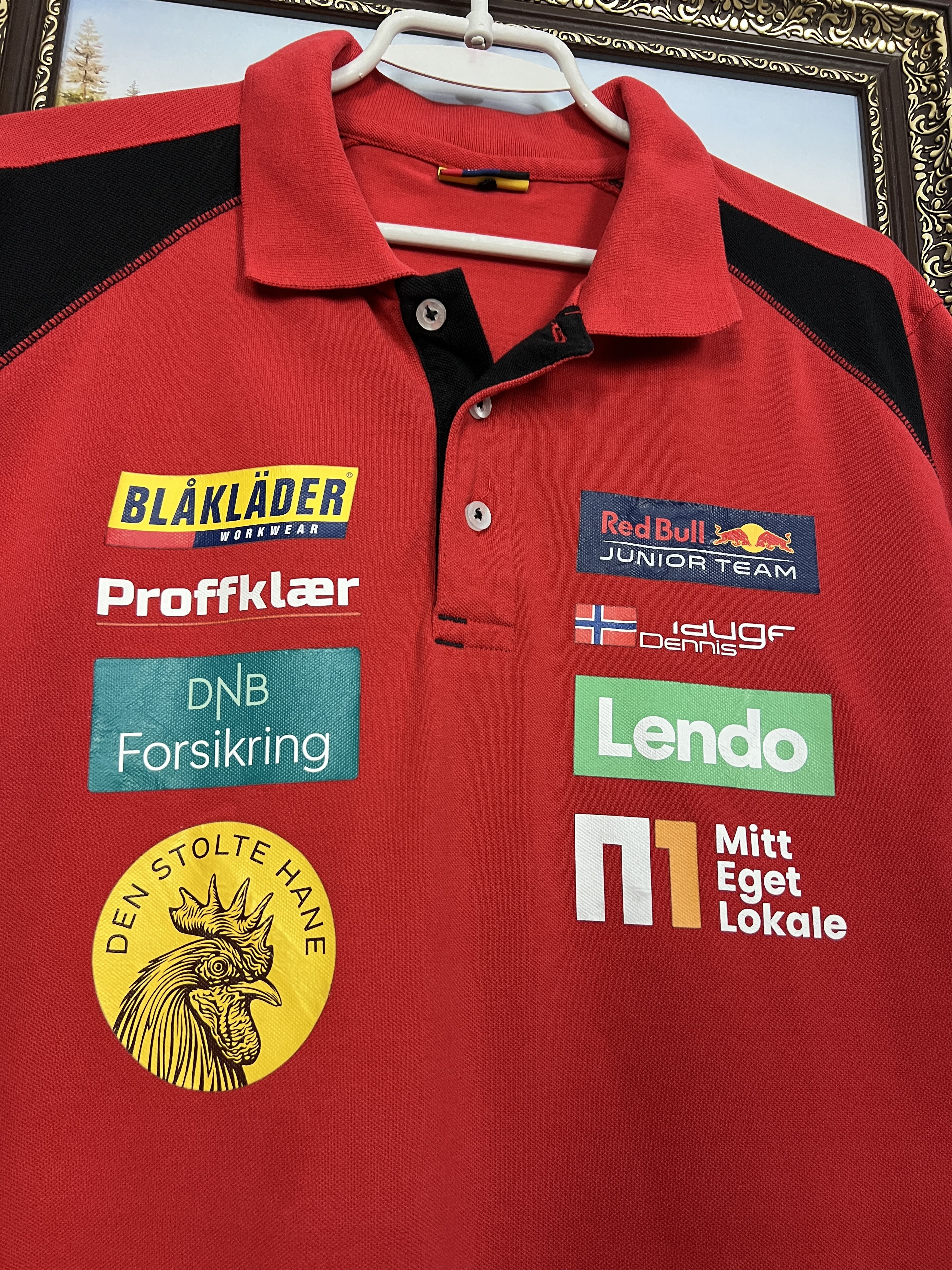 Vintage Norway Dennis Hauger Racing Formula Polo Shirt Jersey Trikot Size US L / EU 52-54 / 3 - 3 Thumbnail