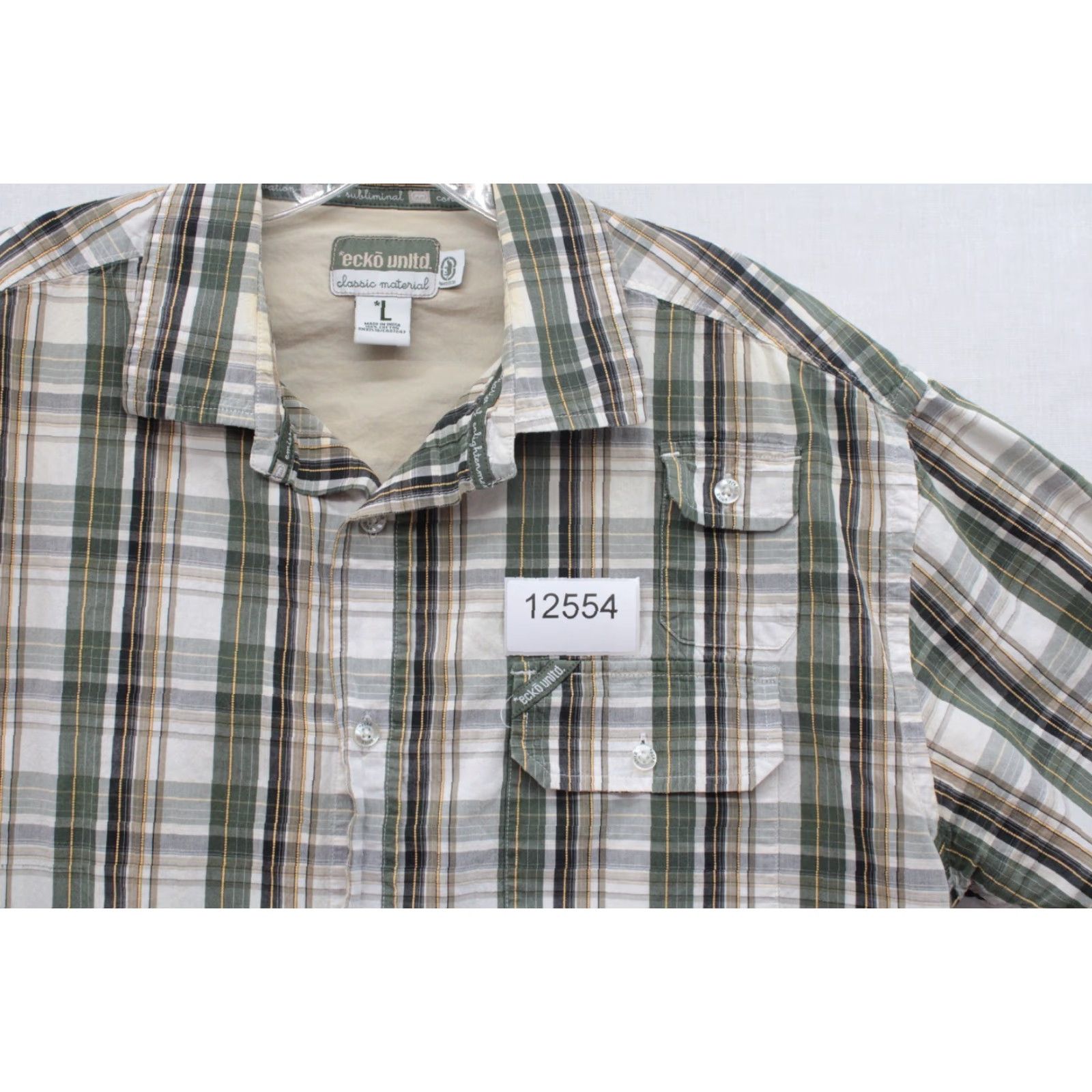 Ecko Unltd. VTG Ecko Unltd Shirt Men's L Green Plaid Short Sleeve Button Up Street Wear Size US L / EU 52-54 / 3 - 7 Thumbnail