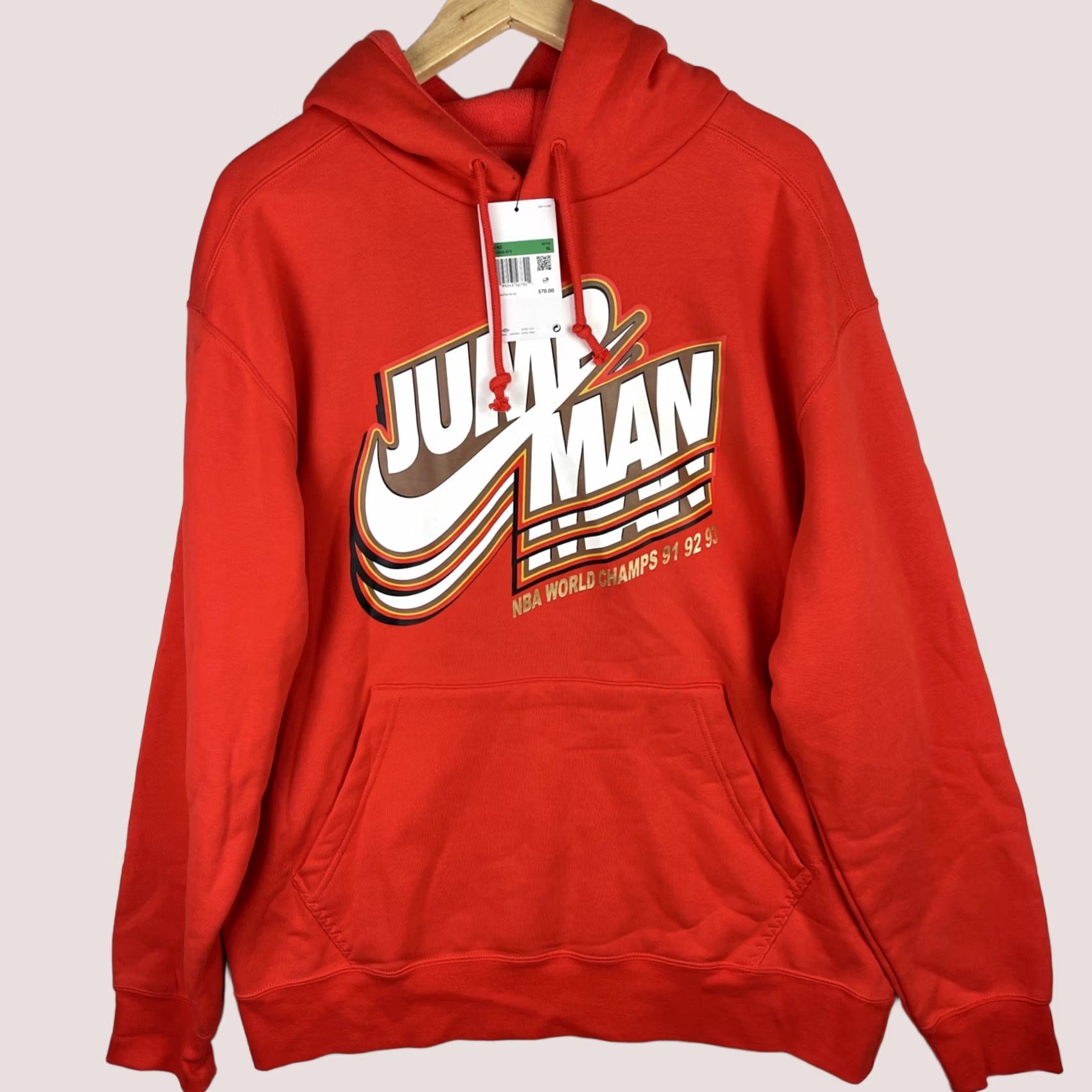 Jordan Brand Air Jordan Hoodie Mens XL Orange Jumpman Core Fleece Sweatshirt DC9604-673 Size US XL / EU 56 / 4 - 1 Thumbnail