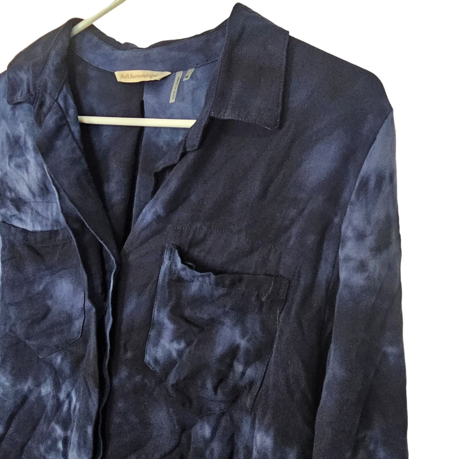 Soft Surroundings Soft Surroundings Blue Tie Dye Button Shirt XL Boho Coastal Size XL / US 12-14 / IT 48-50 - 5 Thumbnail