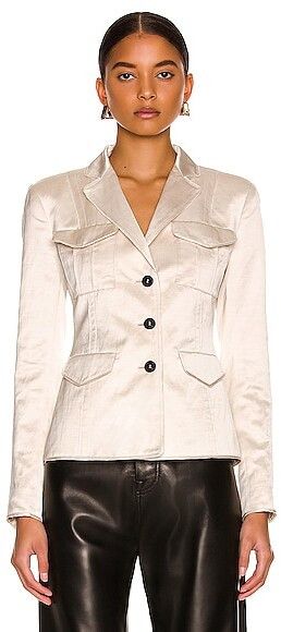 Tom Ford o1loc1c0724 GI2840 Single Breasted Field Jacket in Ivory Size XXS / US 00 / IT 34 - 1 Thumbnail