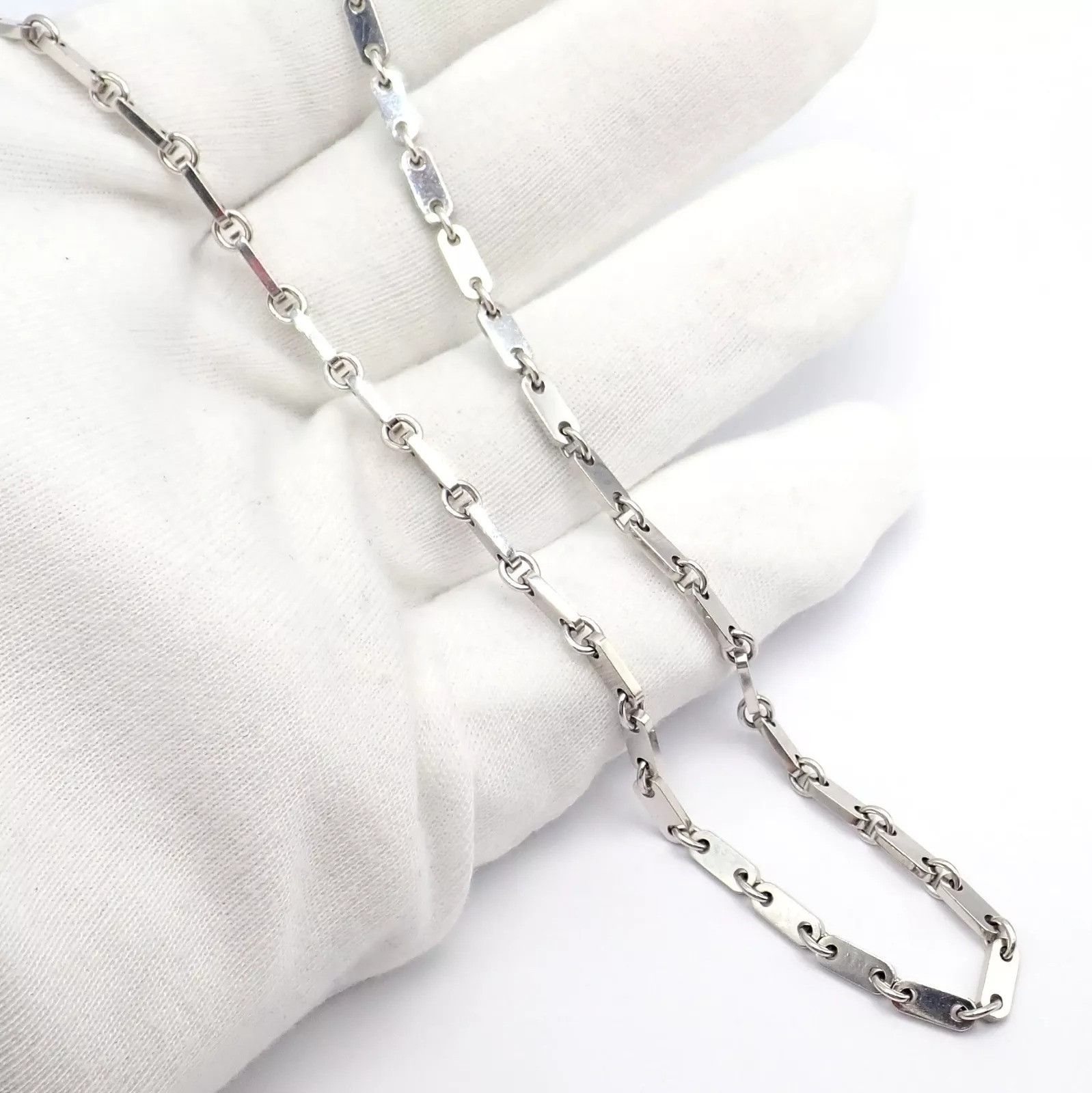 Cartier Cartier 18k White Gold Flat Link Necklace 17.75" 1998 Size ONE SIZE - 4 Thumbnail