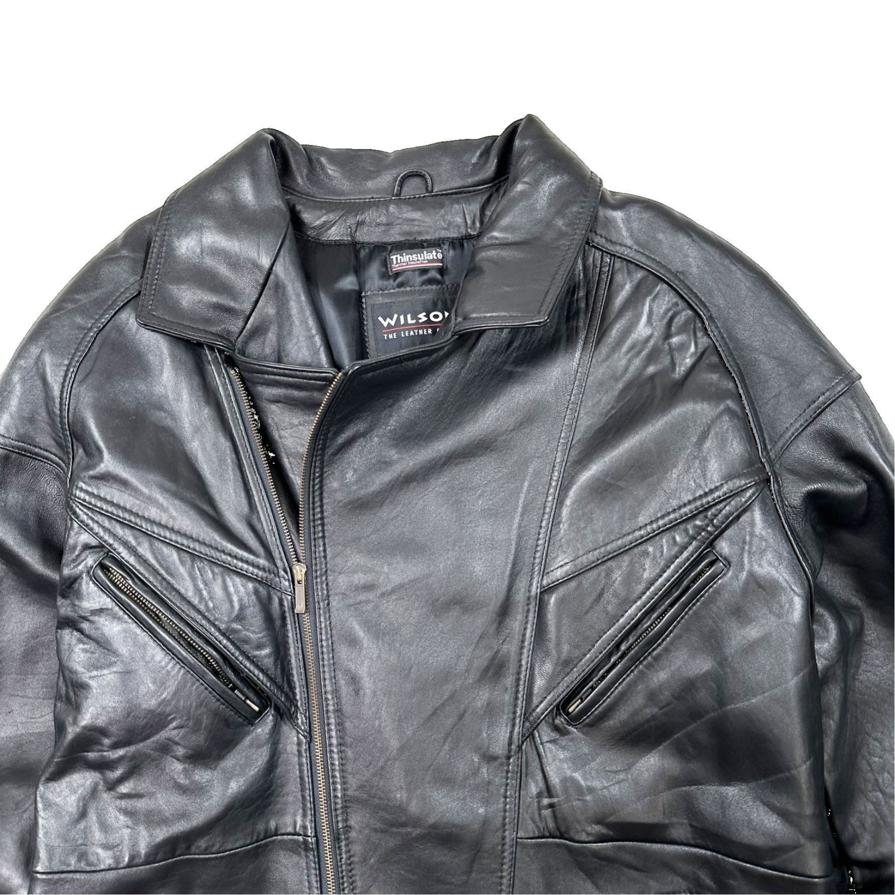 Vintage Vintage 90s Wilson Leather Lined Long Leather Jacket Size US XL / EU 56 / 4 - 2 Thumbnail