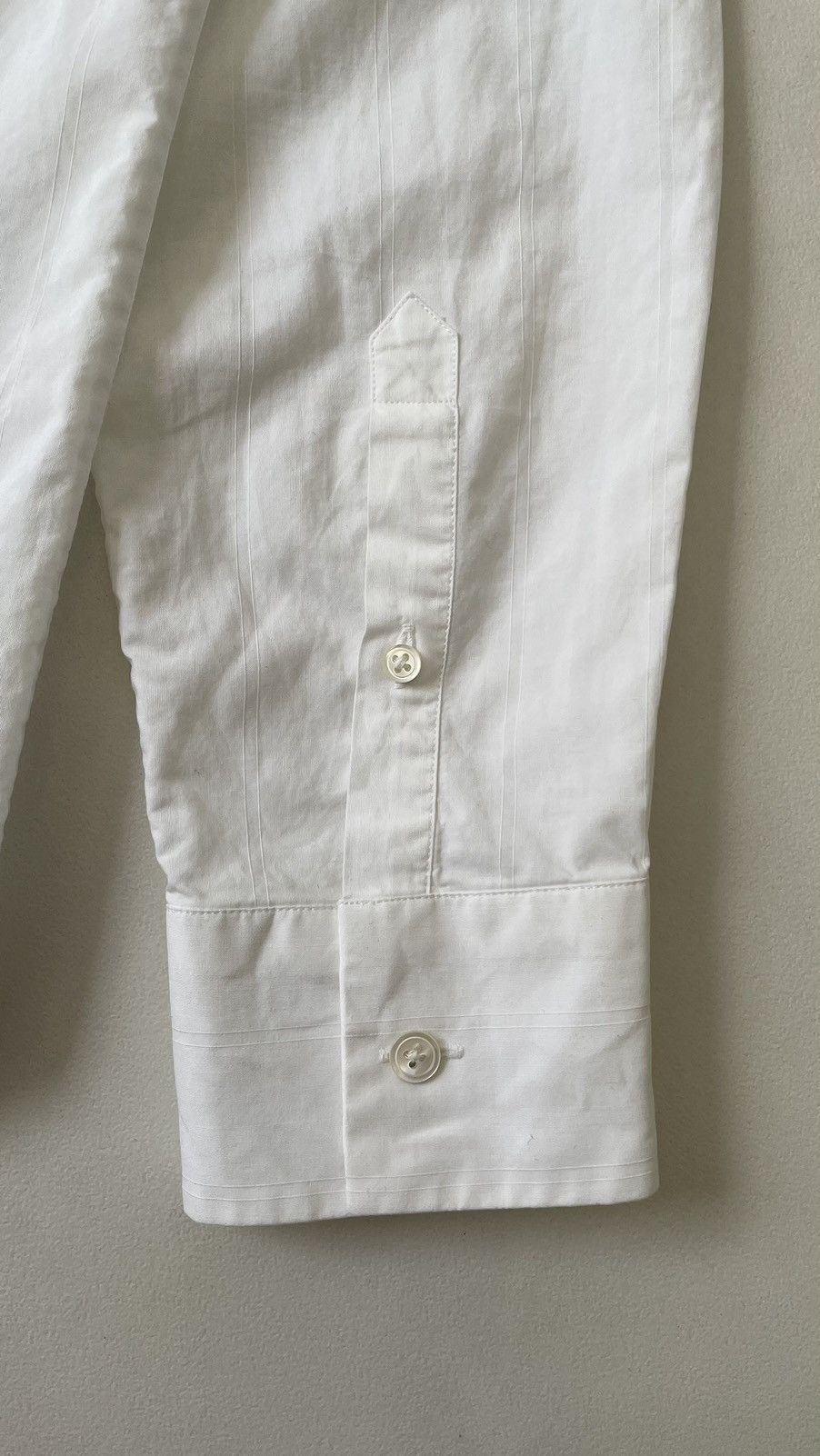 Ann Demeulemeester White Cotton Tonal Striped Shirt Size US M / EU 48-50 / 2 - 16 Thumbnail