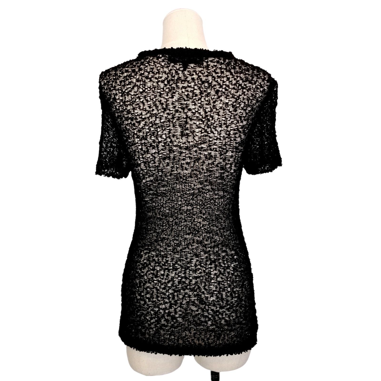 Rag & Bone Rag & Bone Wool Blend Sheer Knit Short Sleeve Top Black S Size S / US 4 / IT 40 - 3 Thumbnail