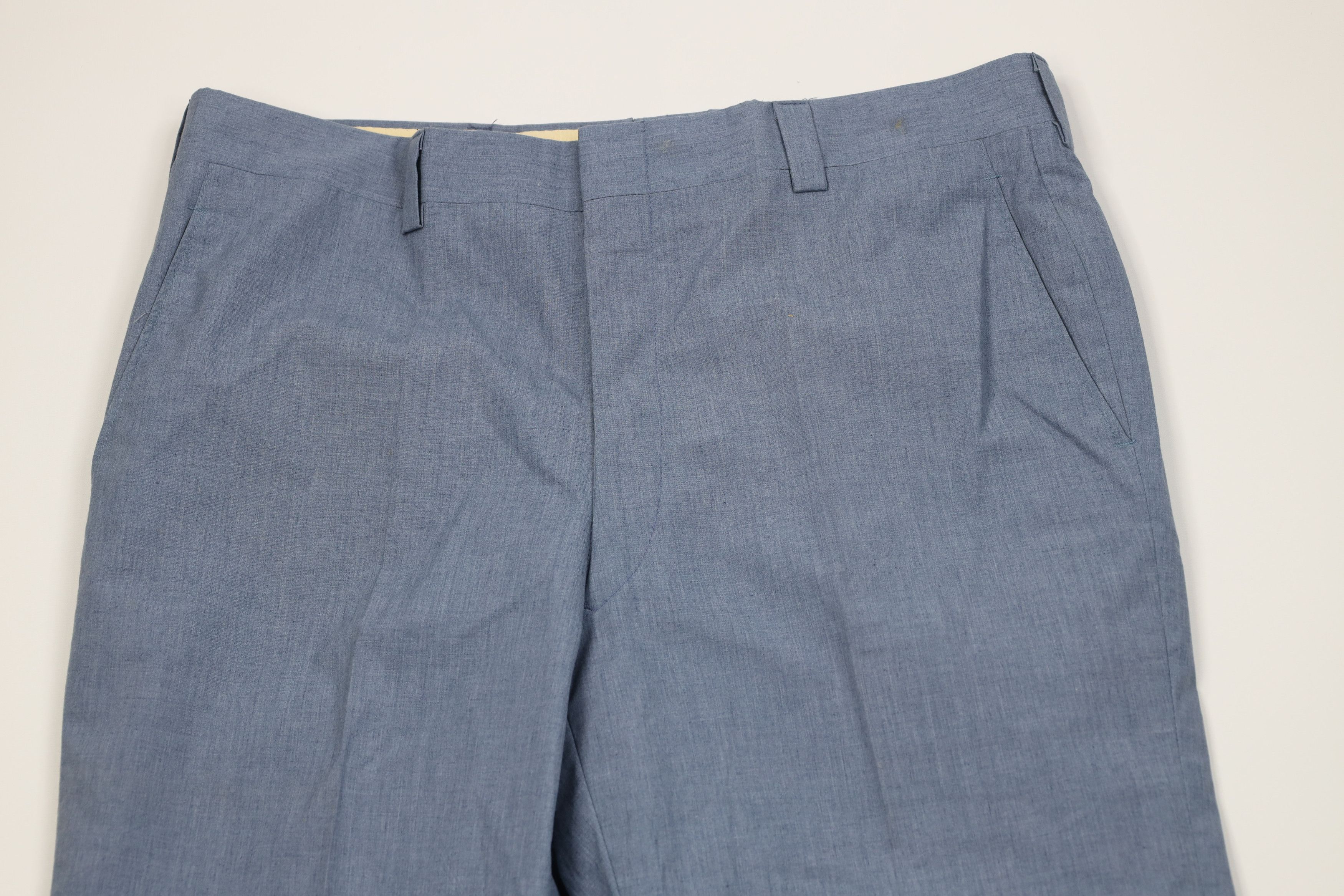 Vintage Vtg 60s 70s Streetwear Knit Chambray Wide Leg Pants USA Size US 36 / EU 52 - 2 Thumbnail
