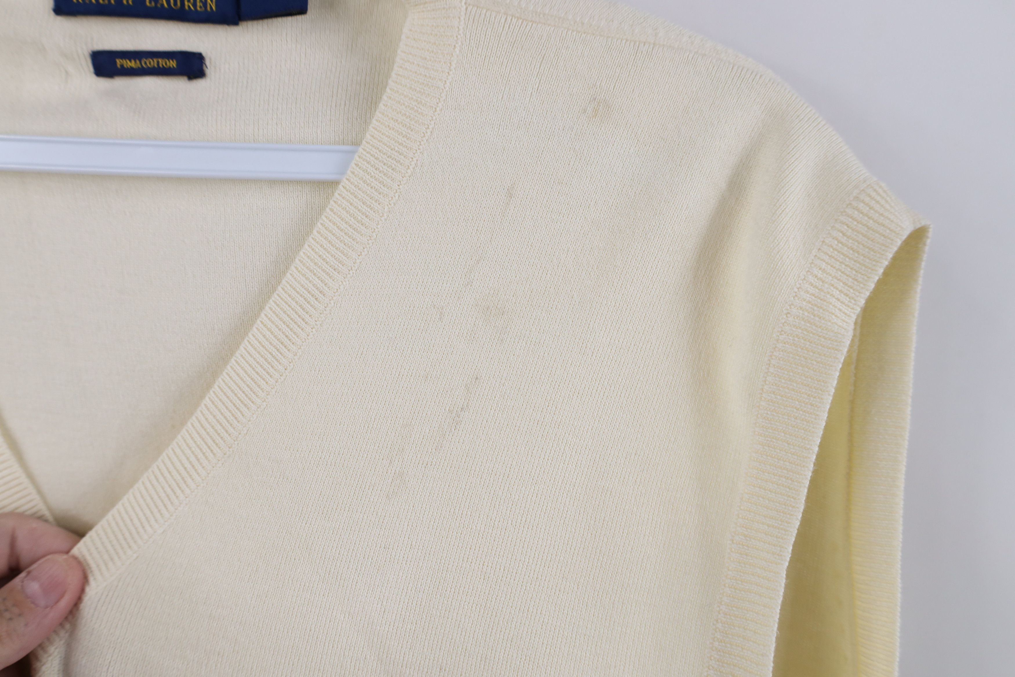 Ralph Lauren Vintage Ralph Lauren Cotton Ribbed Knit Sweater Vest Cream Size US XXL / EU 58 / 5 - 5 Thumbnail