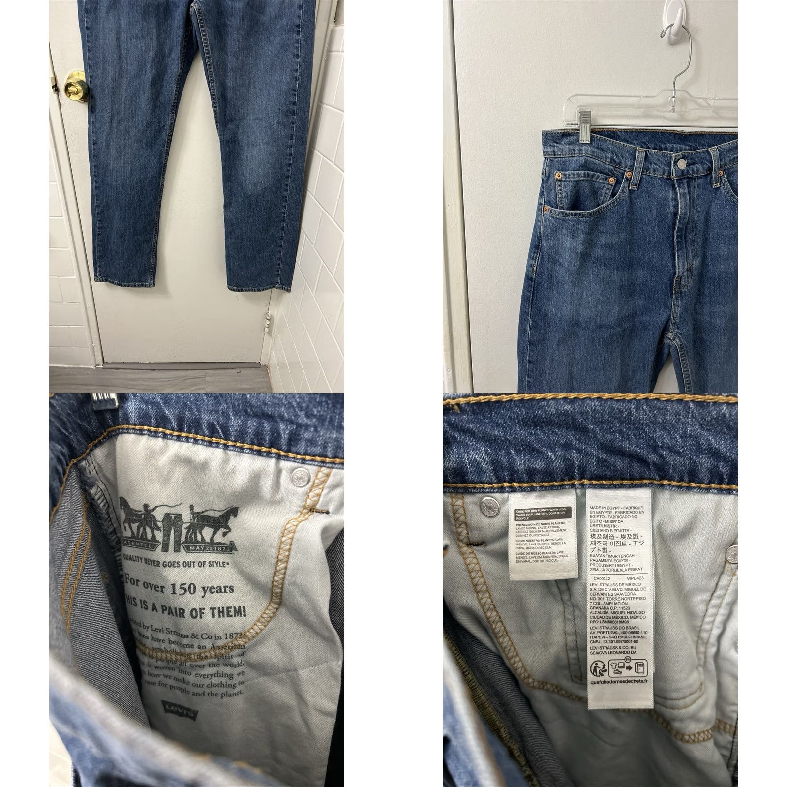 Levi's Levi's 505 Regular Fit Jeans Mens 34x31 Medium Wash Denim Straight Leg Blue Cotton Logo 5-Pocket Size US 34 / EU 50 - 8 Thumbnail