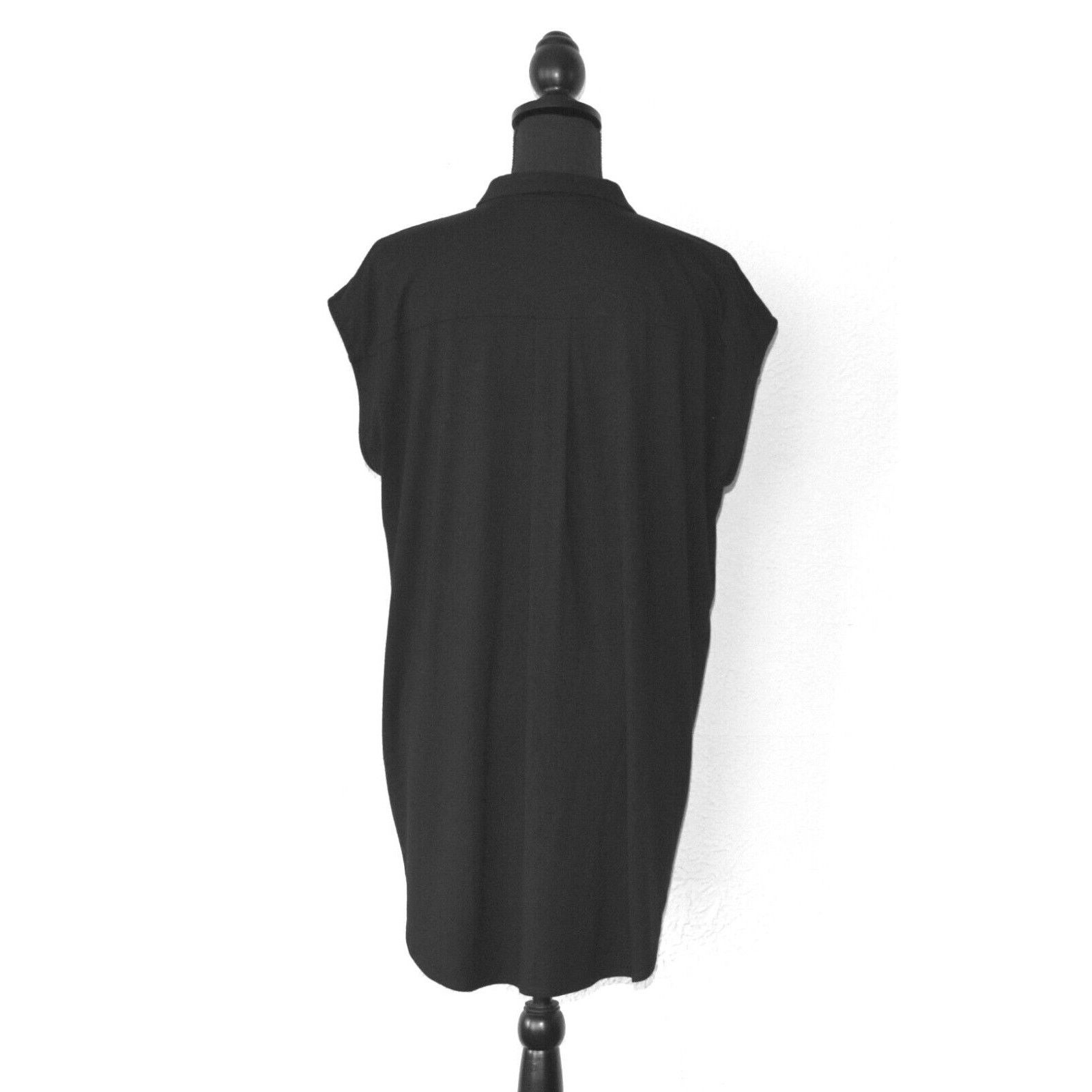 Eileen Fisher EILEEN FISHER Black Button Up Sleeveless Shirt Dress Size L Size L / US 10 / IT 46 - 3 Thumbnail