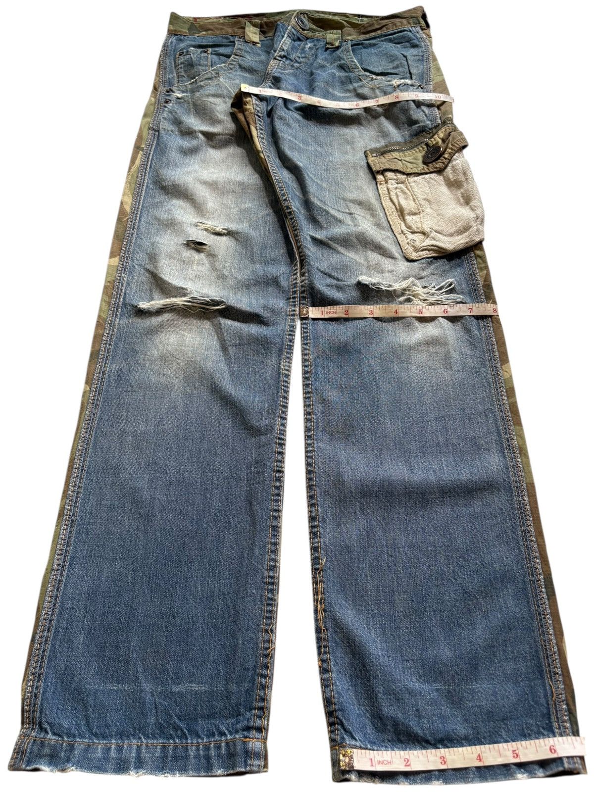 Japanese Brand Vintage Japanese Brand Hybrid Cargo Mud Wash Distressed Jean Size US 30 / EU 46 - 12 Thumbnail