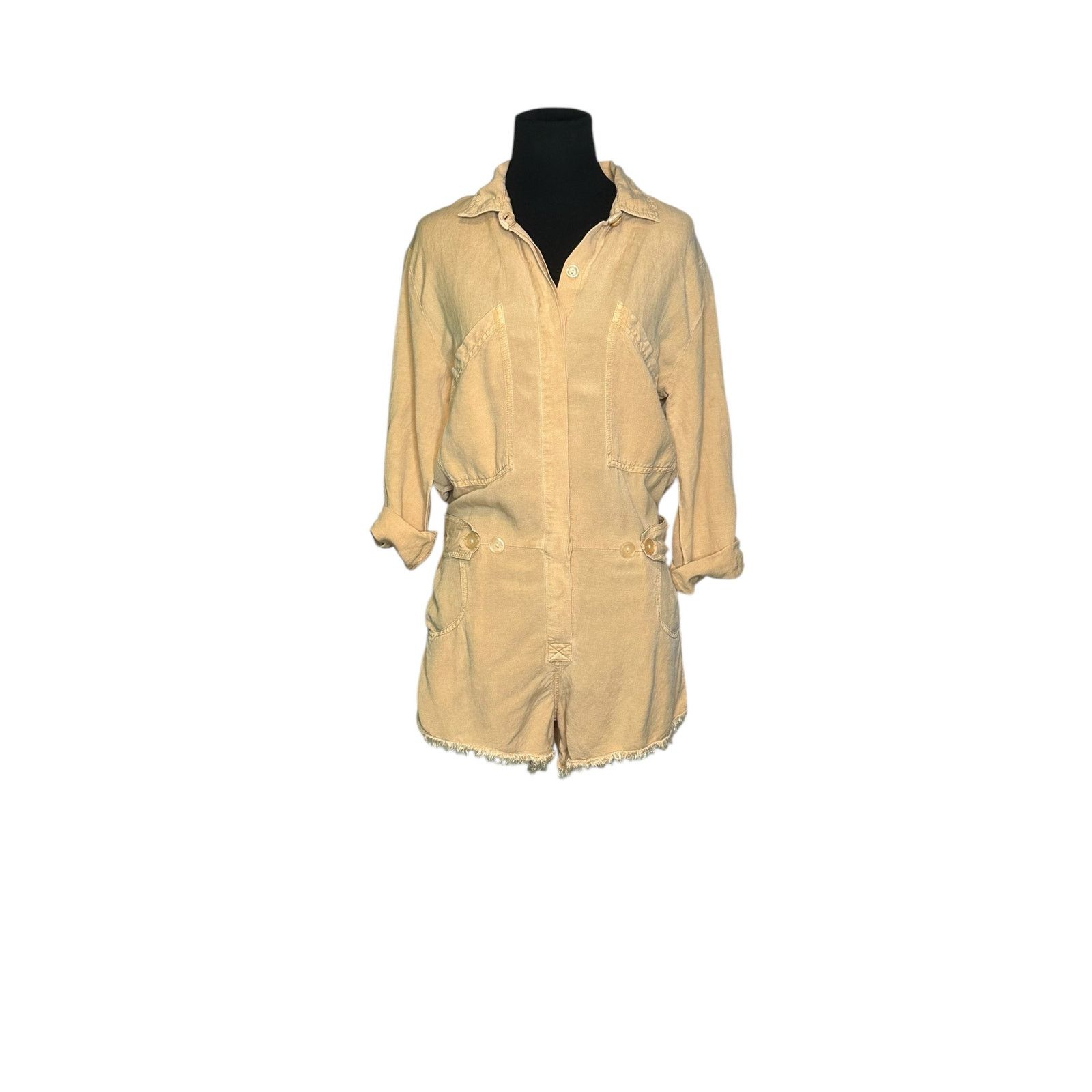 Young Fabulous & Broke YFB River Camel Pigment Linen Romper size XS Size 27" / US 4 / IT 40 - 9 Thumbnail