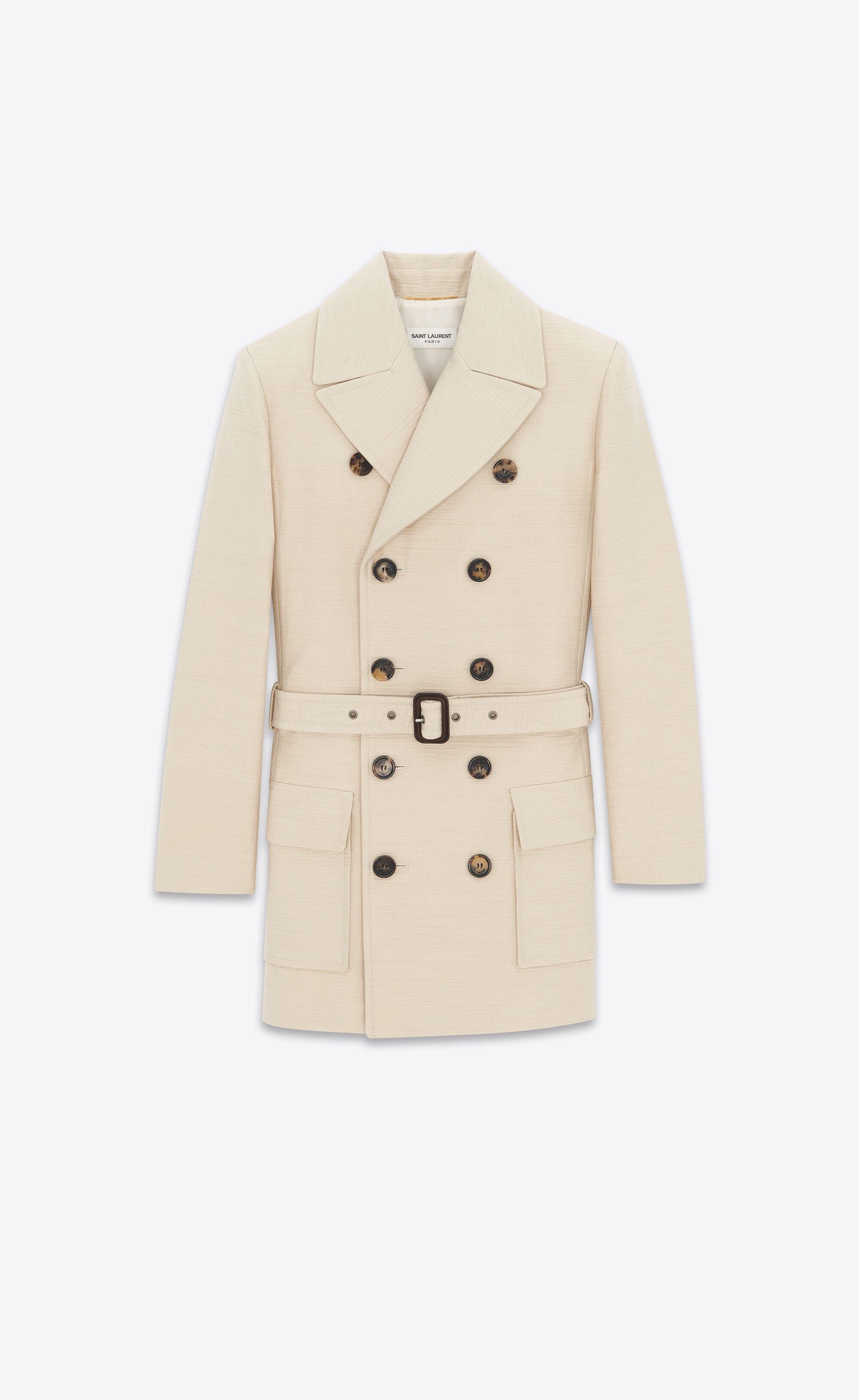 Saint Laurent Paris o1b1hav110425 Saharienne Jacket in Cotton and Wool in Beige Size XS / US 0-2 / IT 36-38 - 1 Thumbnail