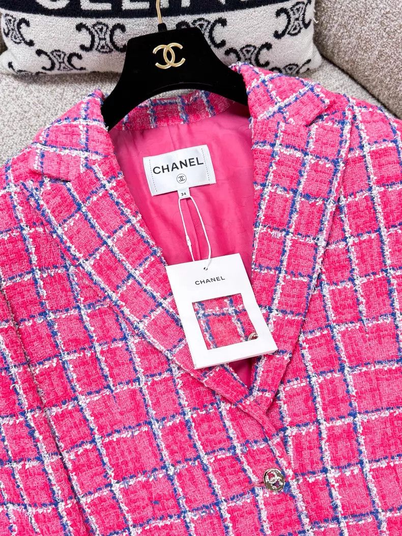 Chanel Chanel Pin blue and white plaid double C diamond buckle la Size XXS / US 00 / IT 34 - 5 Thumbnail