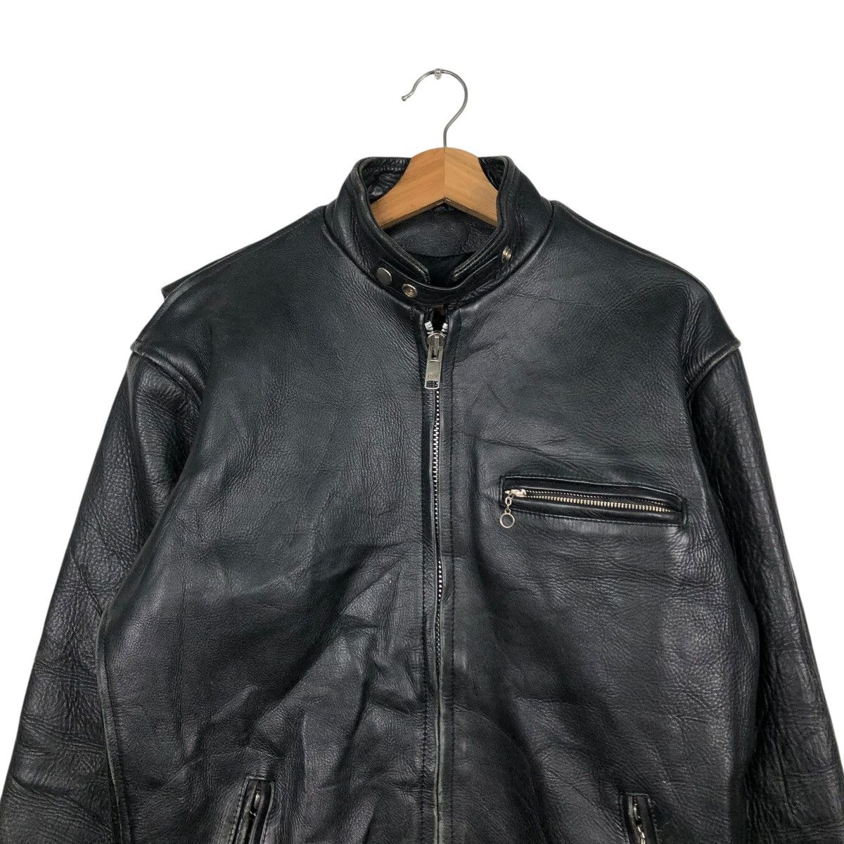 Vintage 🔥VINTAGE LEATHER JACKET CAFE RACER SV.STONE COWHIDE LEATHER Size US M / EU 48-50 / 2 - 5 Thumbnail