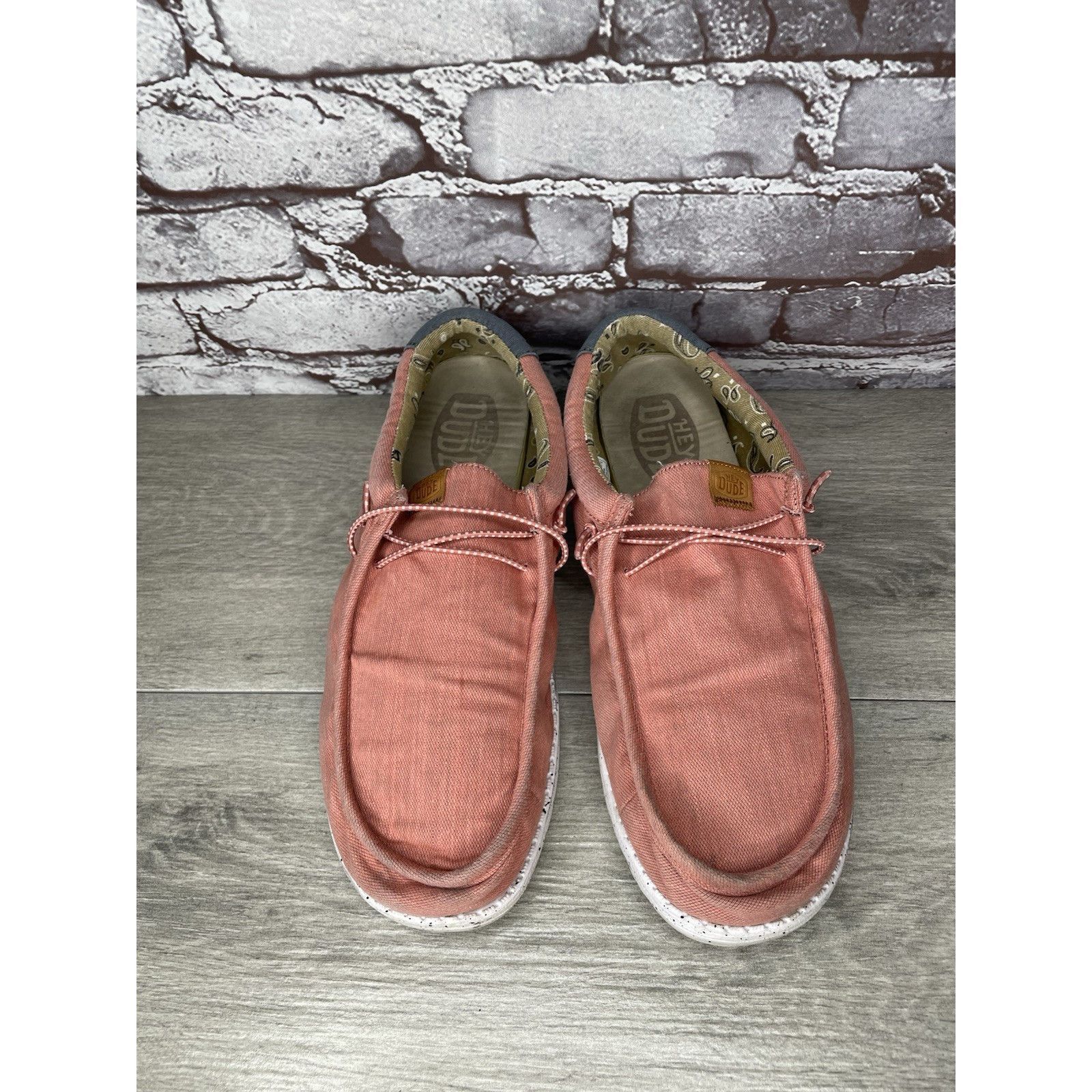 Other Hey Dude Shoes Wally Washed Pink Fabric Slip On Comfort Shoe Size US 13 / EU 46 - 14 Thumbnail