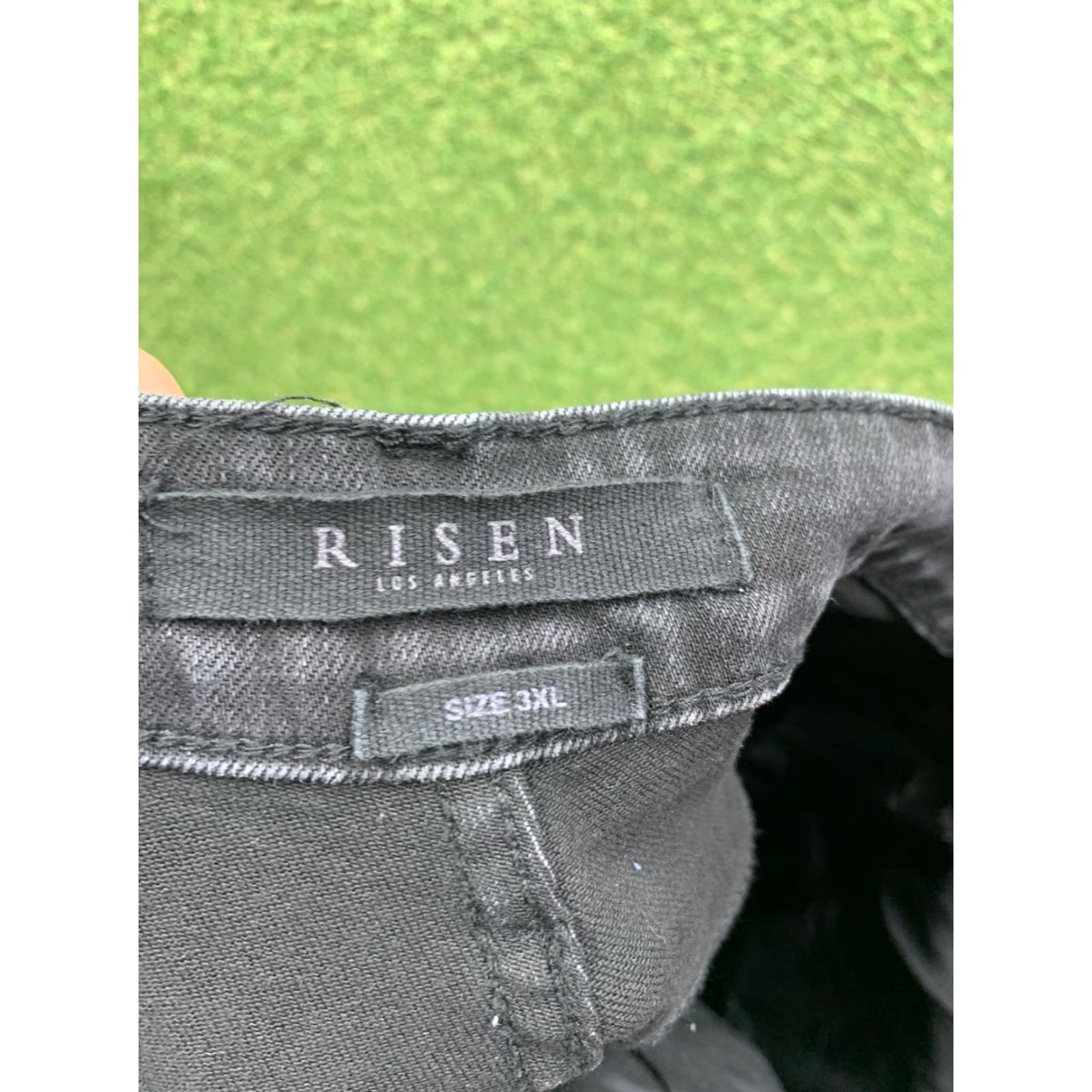 Vintage Risen Jeans Womens 3XL Distressed Flare High Rise Stretch Raw Hem Black Denim Size 40" / US 18 - 4 Thumbnail